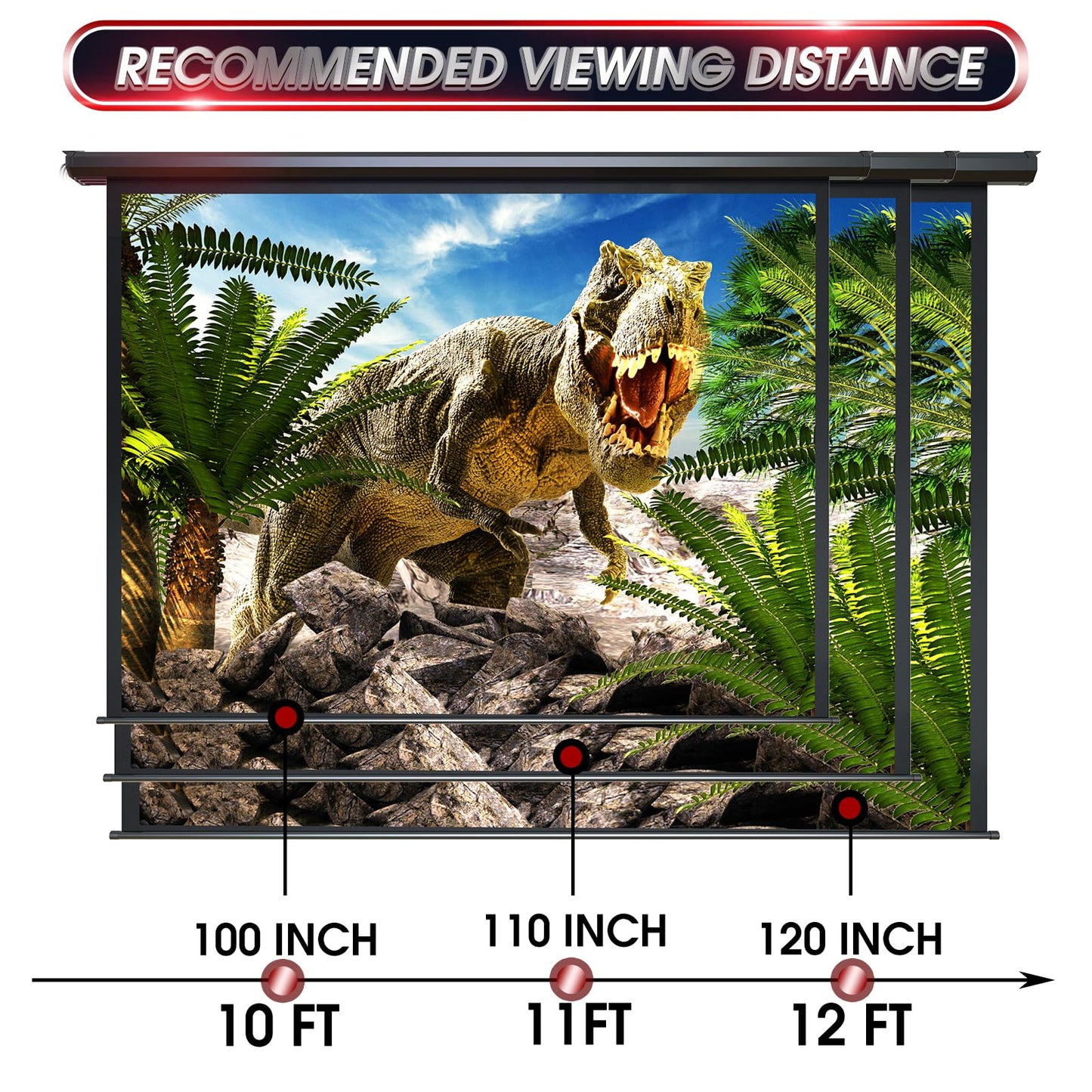 100" Motorized Projector Screen - Indoor and Outdoor Movies Screen 100 inch Electric 16:9 Projector Screen W/Remote Control