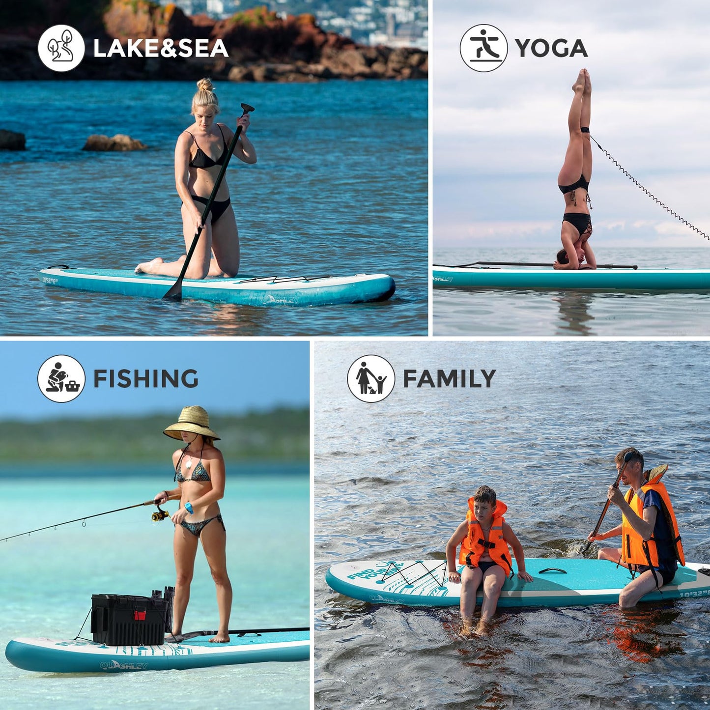 Quashley 10.5'*32" Inflatable SUP Board Premium Kit - Paddle, Pump, 10L Dry Bag Included - Lightweight and Compact for Effortless Transport