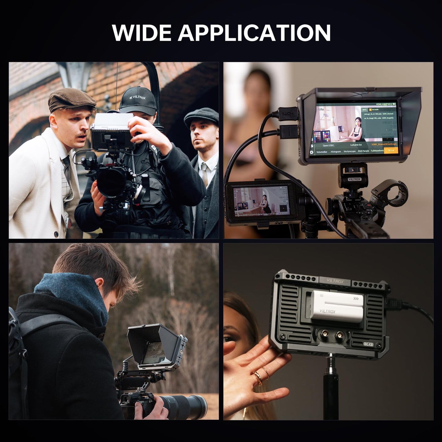 VILTROX DC-X2 2000 Nits Camera Field Monitor Kit with Rig Cage 6 Inch Touchscreen DSLR Monitor with 1920x1080 IPS 4K HDMI Loop in/Out 3D LUTs Waveform Video Peaking Focus Assist Battery Sunshade Hood