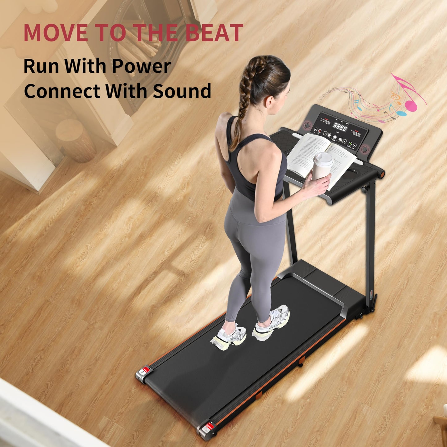 Portable Desk Treadmill for Home, 3.0HP Walking Pad with Incline & Handle, 3 in 1 Compact Removable Desk Workstation Folding Small Walking Treadmills 300 Lbs Capacity for Home Office