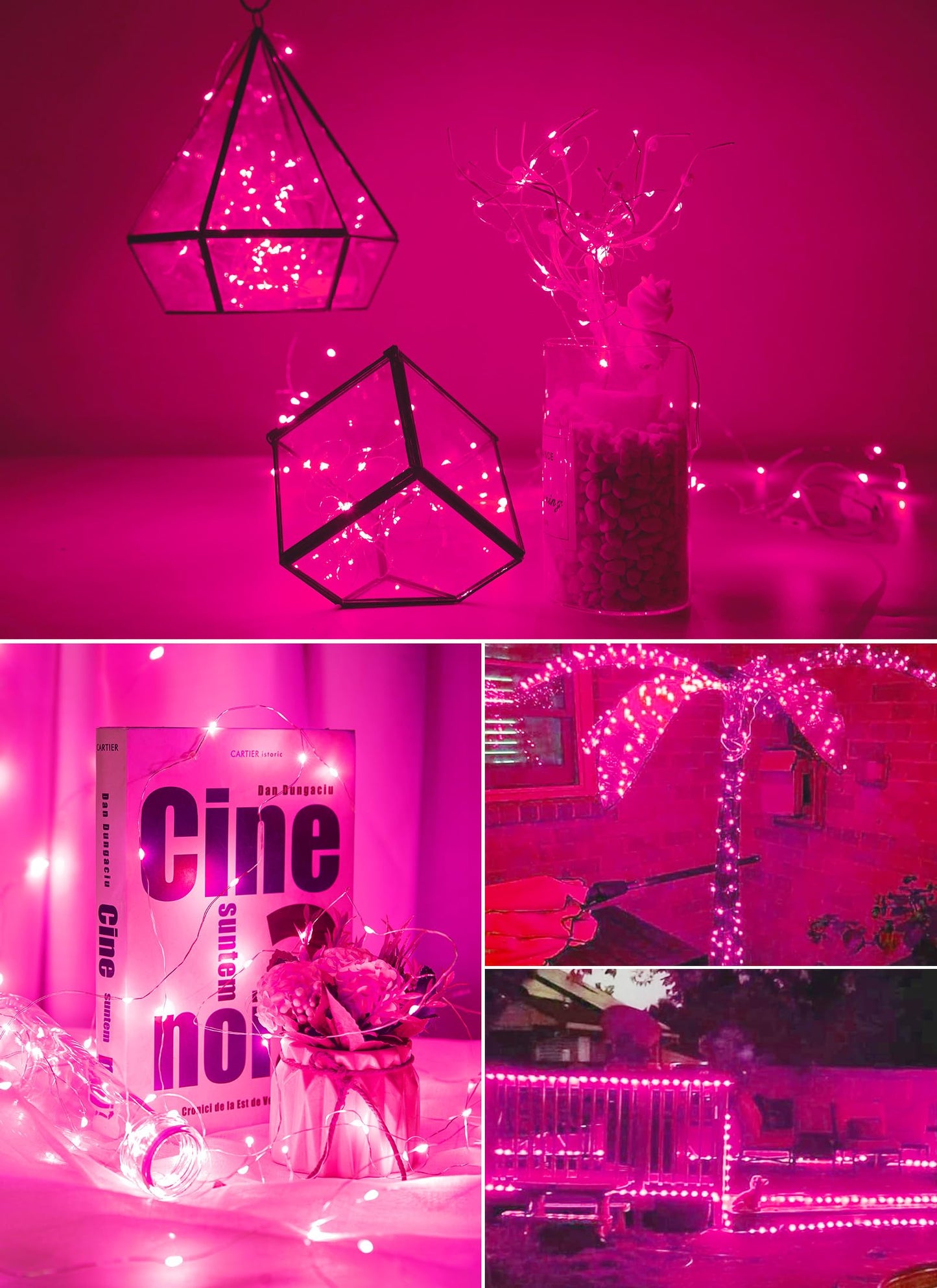 Minetom USB Fairy Lights, 33ft 100 LEDs, Waterproof, 8 Modes, Pink, Copper, Ideal for Valentines Day, Wedding, Christmas Decoration