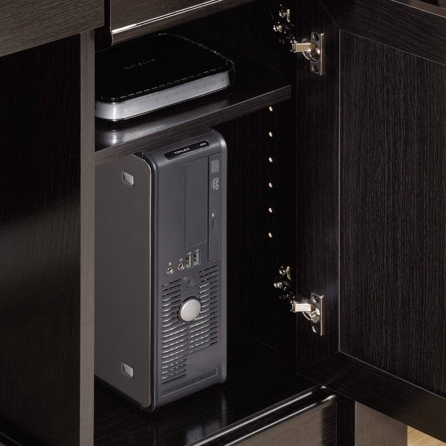 Sauder Palladia L Shaped Desk with Drawers, Office Desk with File Cabinet Storage, Cable Management, Keyboard Tray, in Wind Oak Finish
