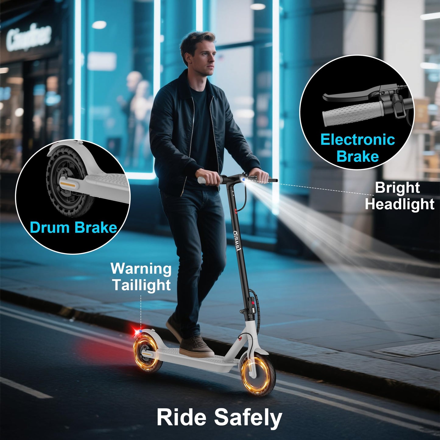 Qlaway 8.5" E Scooter for Adults Aluminum Alloy Frame 19 MPH 350W Motor 288.6WH Battery, Motorized Scooter Up to 22 Miles Range, Foldable Bearing 265 LBS/APP Control
