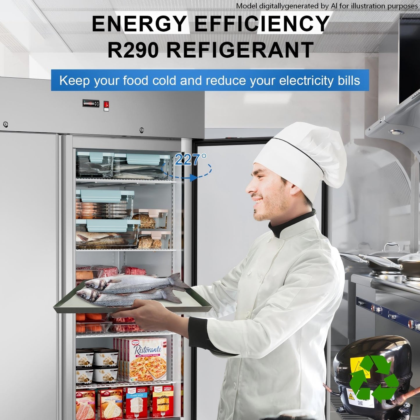 54"W Commercial Freezer 2 Door Stainless Steel Upright Freezer Reach-in Solid Door Upright Fan Cooling 36 Cu.ft 2 Section Freezer -8-1°F for Restaurant, Bar, Shop