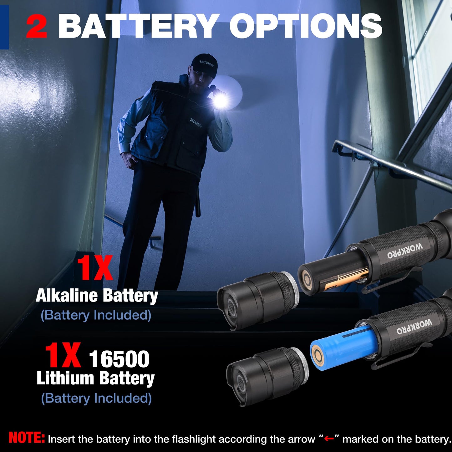 WORKPRO 1200LM Rechargeable Tactical Flashlight, Mini EDC, 7 Light Modes, Zoomable, Aluminum, Black, Model W139025