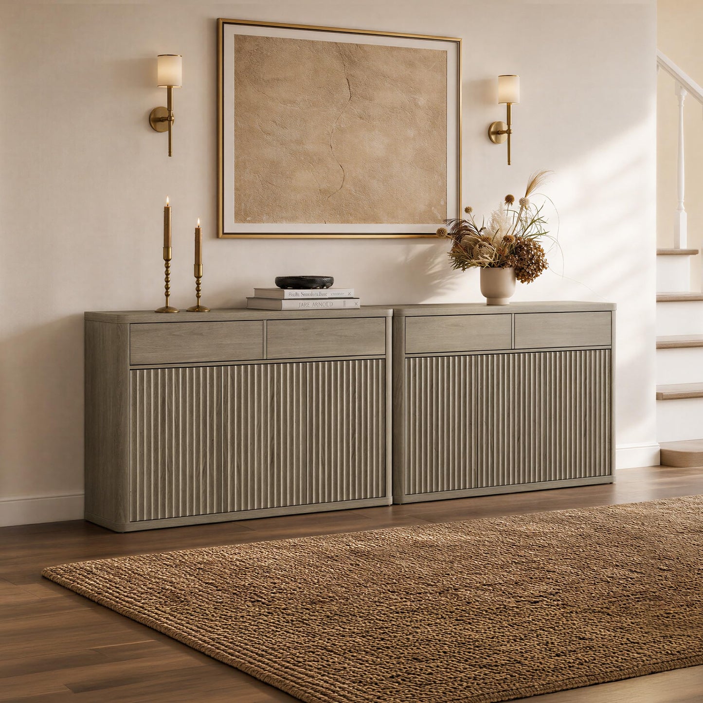 SICOTAS Buffet Cabinet with Storage - Storage Cabinet Sideboard with Doors & Shelves Accent Credenza Buffet Table with 2 Drawer Buffets & Sideboards for Living Room Dining Room Kitchen Entryway Office