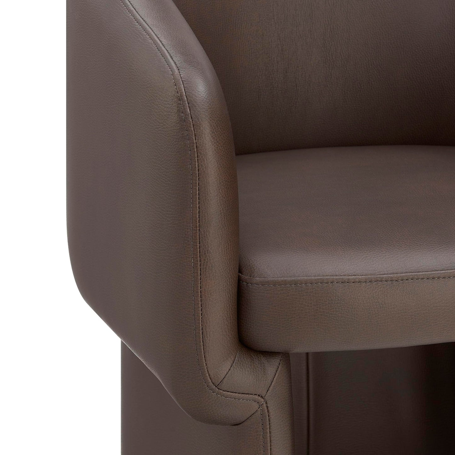Modway Verity Vegan Leather Dining Chair with Rounded Back in Espresso – Upholstered Barrel Accent Chair with Armrests for Kitchen, Office, or Living Room