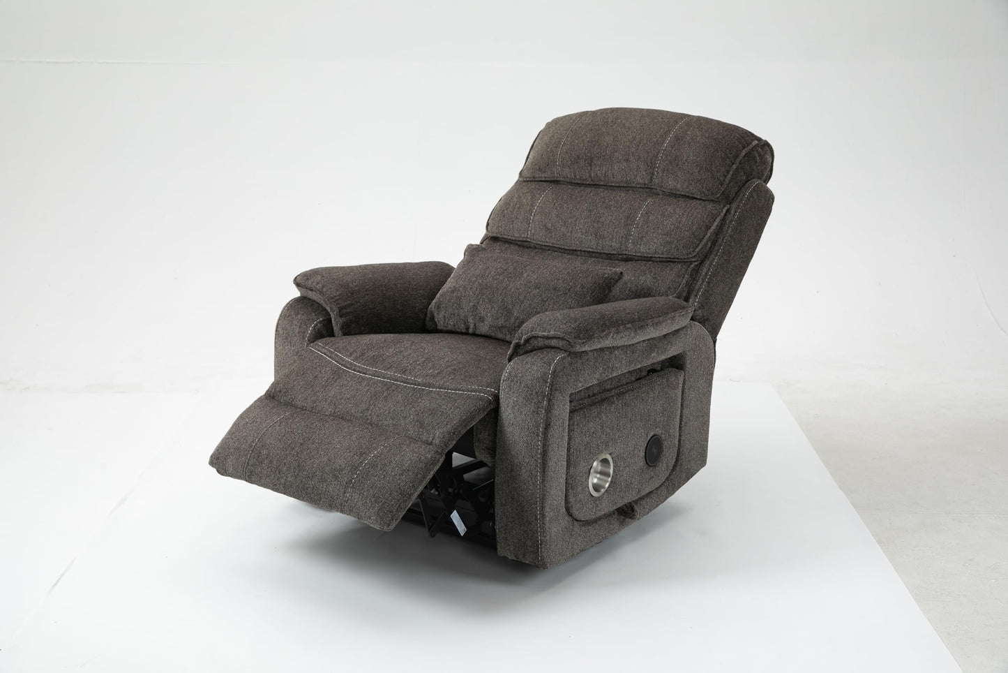 Ball & Cast Lift Recliner Chair with Sides Pockets,Lounge Relax Single Sofa W/Maximum Adjustable Tilt 180 Degrees and Multi-Function Massage & Heat,Armrests W/Cup Holder,for Living Room,Light Brown