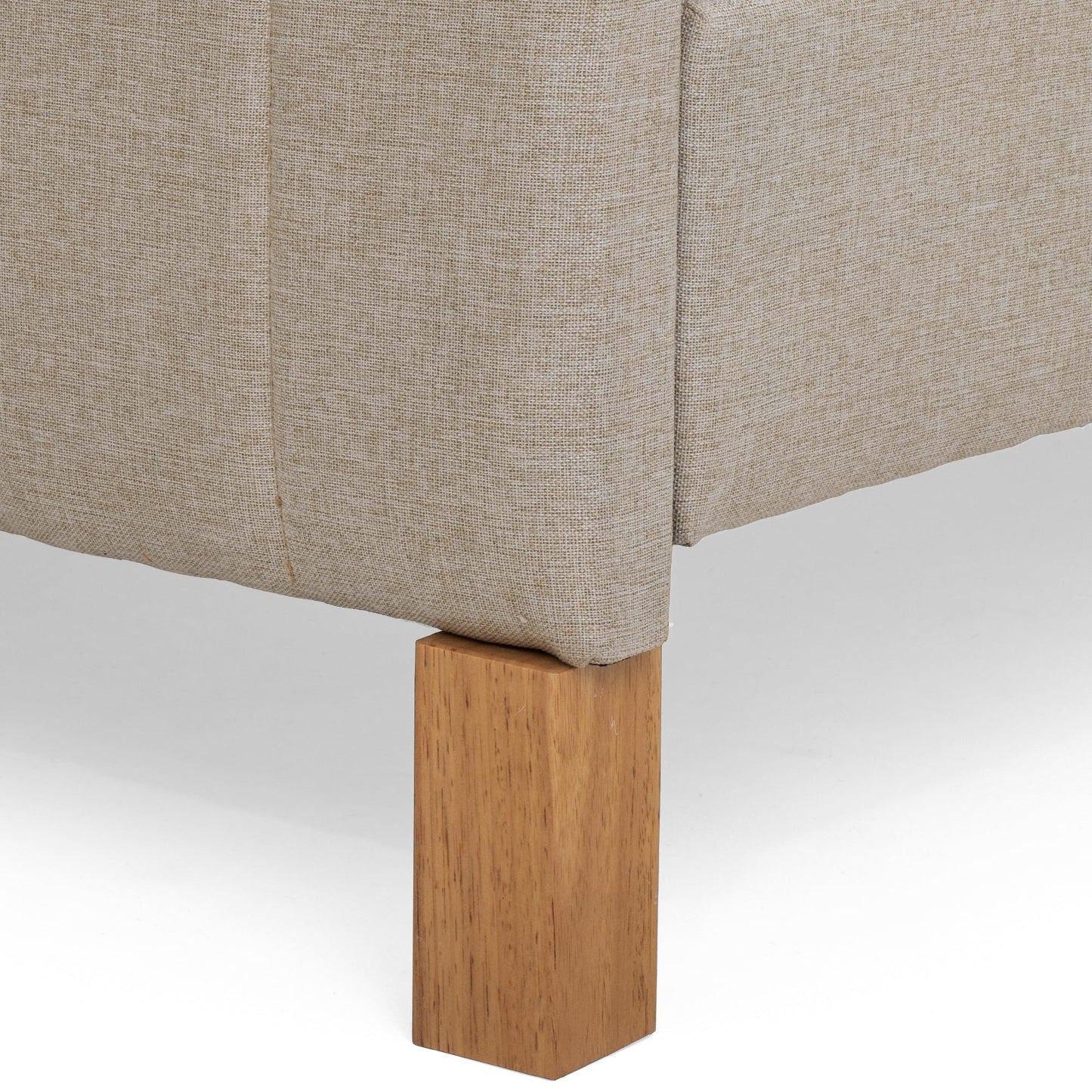 Yechen California King Bed Frame, Solid Wood Bed Frame CA-King Size with Upholstered Headboard, Platform Bedframe Noise Free, No Box Spring Needed, Beige Linen