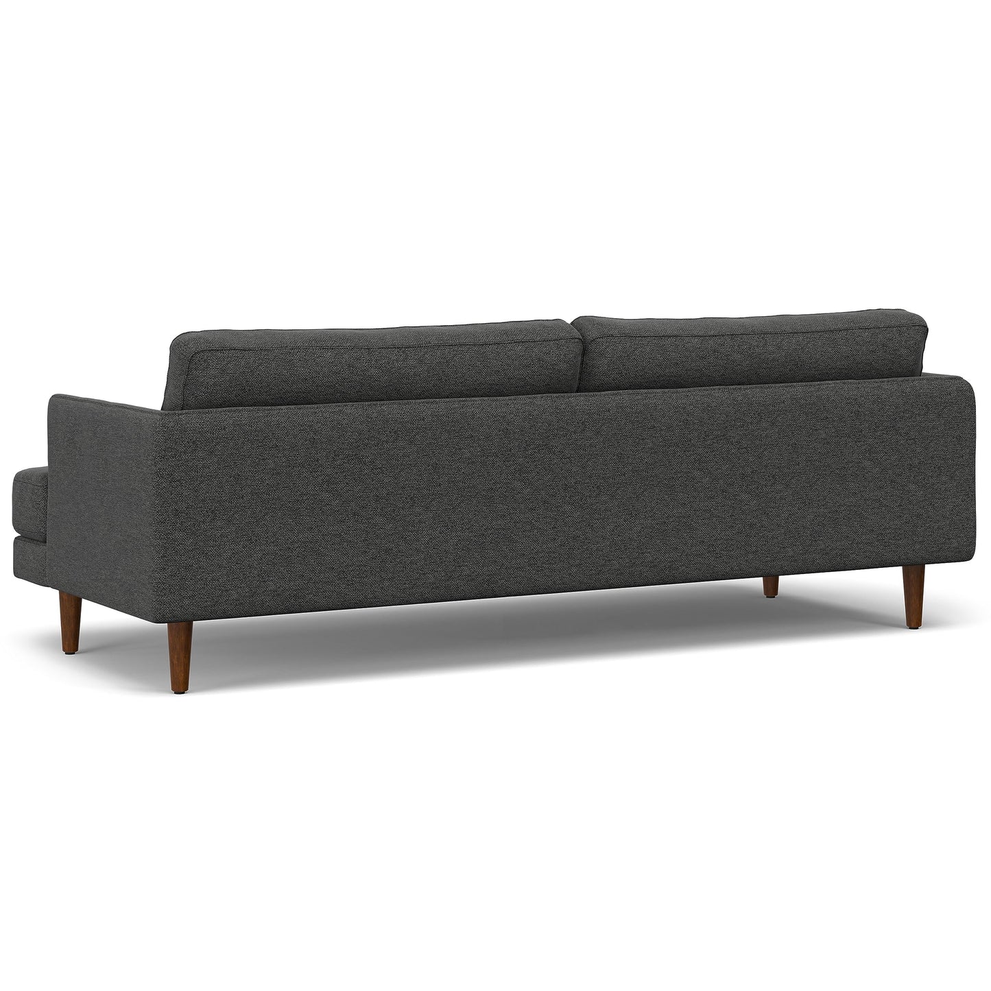 SIMPLIHOME Livingston 90-inch Wide Sofa in Charcoal Grey Woven-Blend Fabric, Handcrafted Mid-Century Modern Oversized 3-Seater Couch Sofa for Living Room or Family Room, Solid Wood Frame