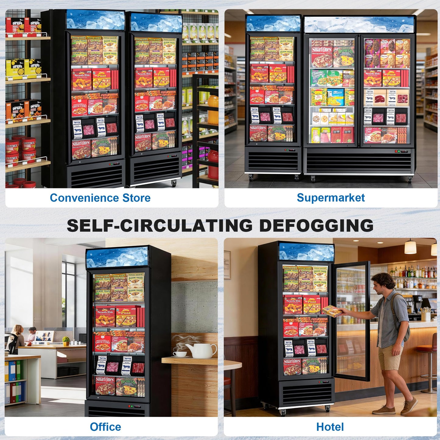 27" Single Door Commercial Display Freezer – 23 Cu.ft Capacity with Digital Temperature Control, Auto Defrost, Top Sign Panel, LED Lighting, Energy Efficient for Supermarket & Grocery Store