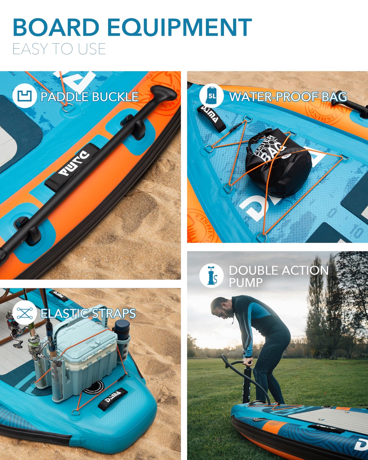 DAMA Triple Chamber Inflatable Stand Up Paddle Board 10'8"*47", Extra Wide Paddle Boards for Adults, Fishing Paddle Board SUP with 3 Removable Fins, 2 Fishing Rod Holders, Kayak Paddle