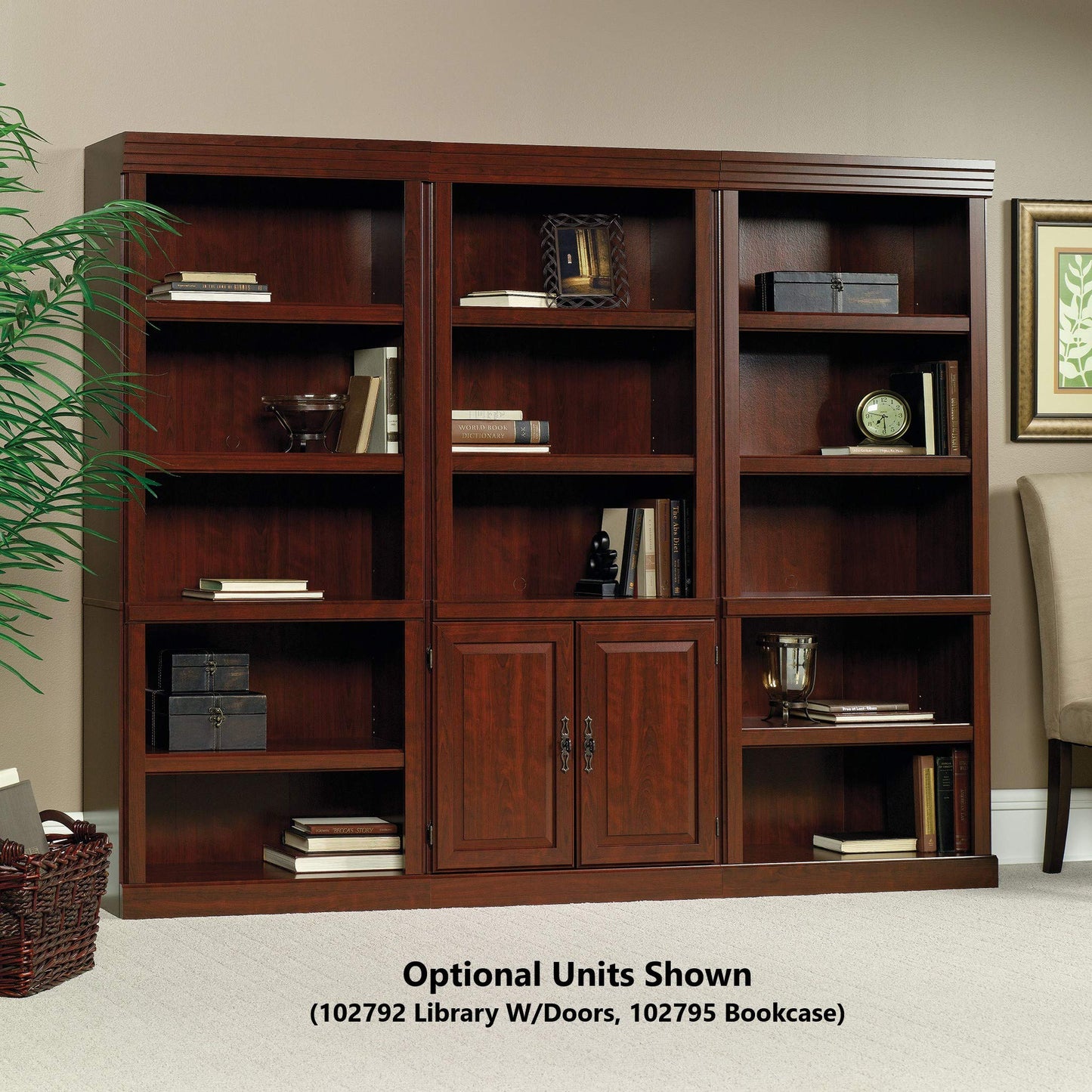 Sauder Heritage Hill Library With Doors/ Book shelf, Classic Cherry finish