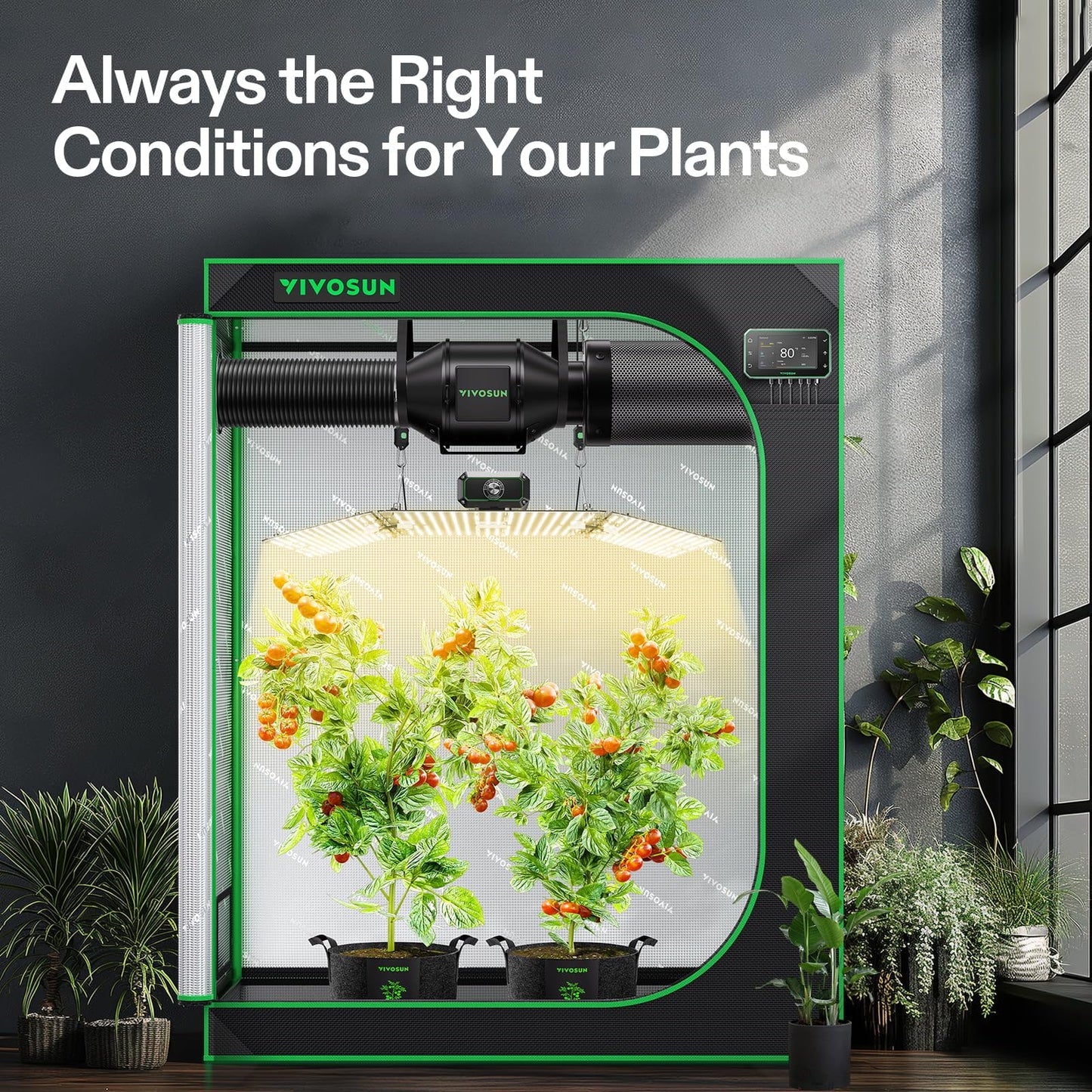 VIVOSUN Smart Grow Tent Kit 4 × 2ft, 24“x 48” 2-Plant WiFi-Integrated Automatic Grow System with 200W Full Spectrum LED Grow Light, Efficient Ventilation System with GrowHub E42A+ Controller