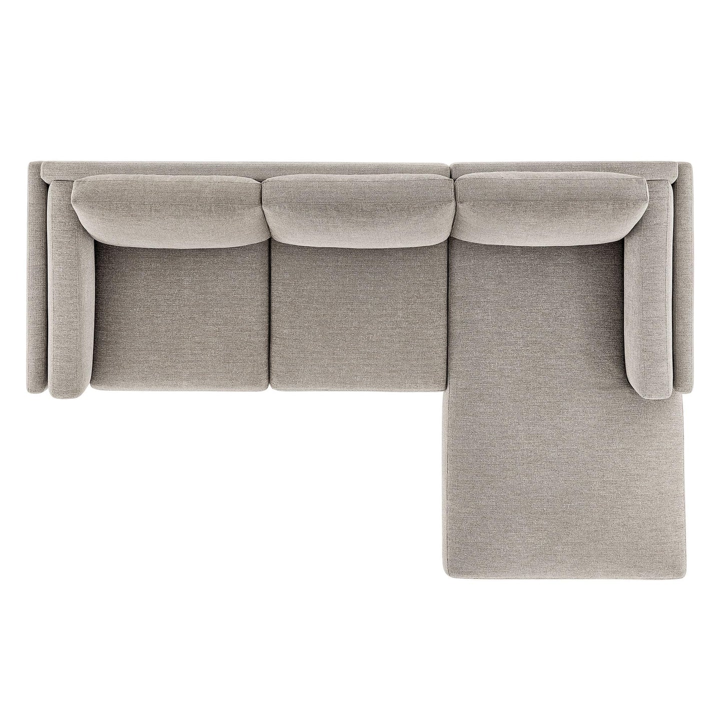 Modway Roscoe Right-Facing Sectional Sofa with Chaise in Pewter - 2-Piece Mélange Chenille Fabric Deep Seat Couch, L Shaped Modular for Living Room or Lounge