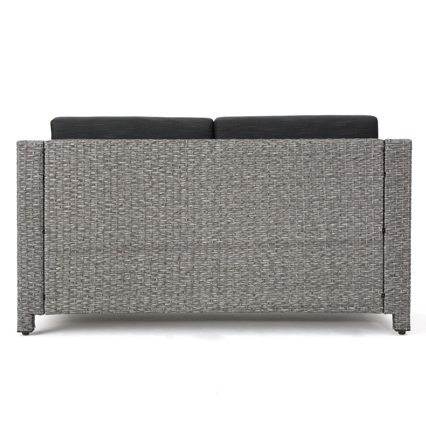 Christopher Knight Home Puerta Outdoor Wicker Patio Set with Water Resistant Cushions, 10-Pcs Set, Mix Black / Dark Grey