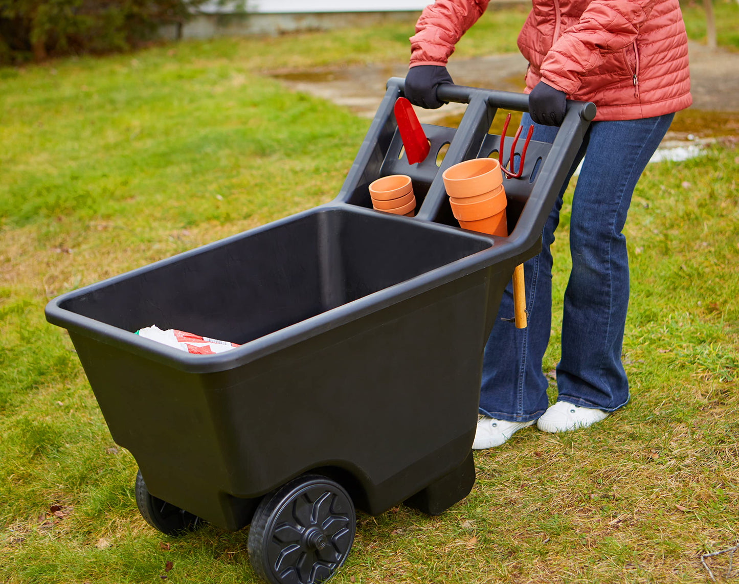 Mighty Tuff Yard Cart, Heavy Duty Wheeled Large Capacity Cart, 4.5 Cubic Feet, 200-pound Capacity