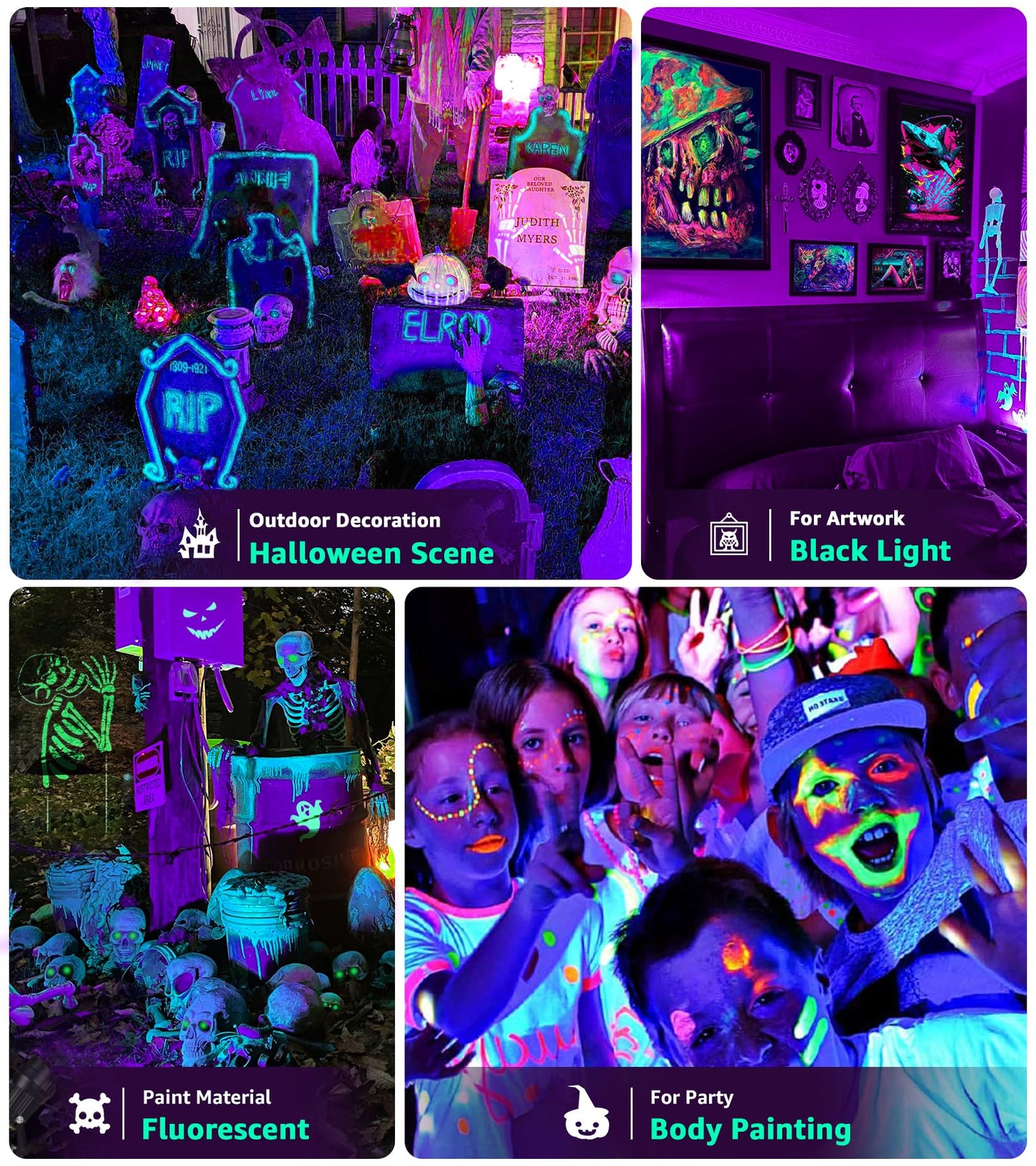 SUNVIE LED Black Light Spotlight 10W Waterproof for Glow Parties, 1 Pack, Black, Model CHZS1001