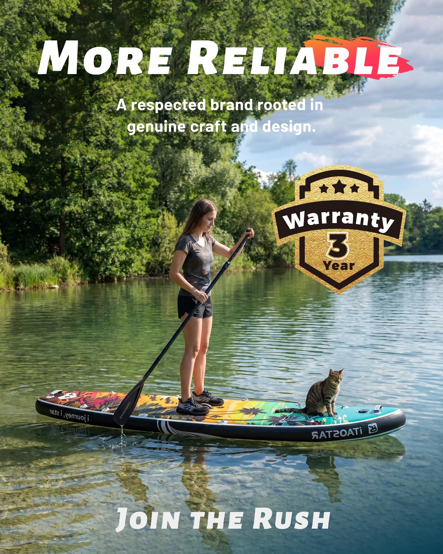 iTAOSTAR N02E 35" Extra Wide SUP for Enhanced Stability - Inflatable Stand Up Paddle Board - Premium Paddle Board Kit for Adults & Youth - All Skill Levels - Includes SUP Accessories