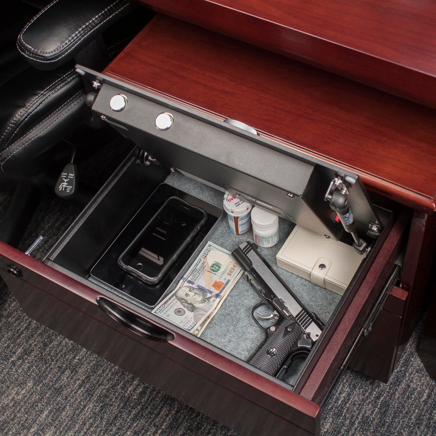 Barska AX11556 Biometric Fingerprint Top Opening Security Drawer Safe Box 0.23 Cubic Ft, Multi, One Size