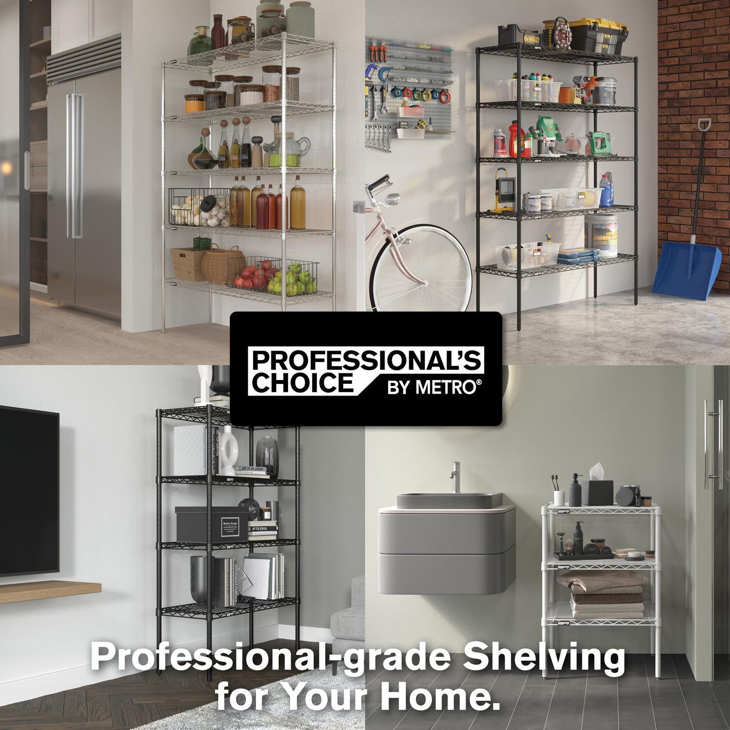 METRO Professional's Choice Commercial-Grade NSF Shelving Unit - Multipurpose Adjustable Wire Shelf for Home, Garage, Kitchen and More - 4 Shelves, 18" W x 48" L x 54" H - Chromate