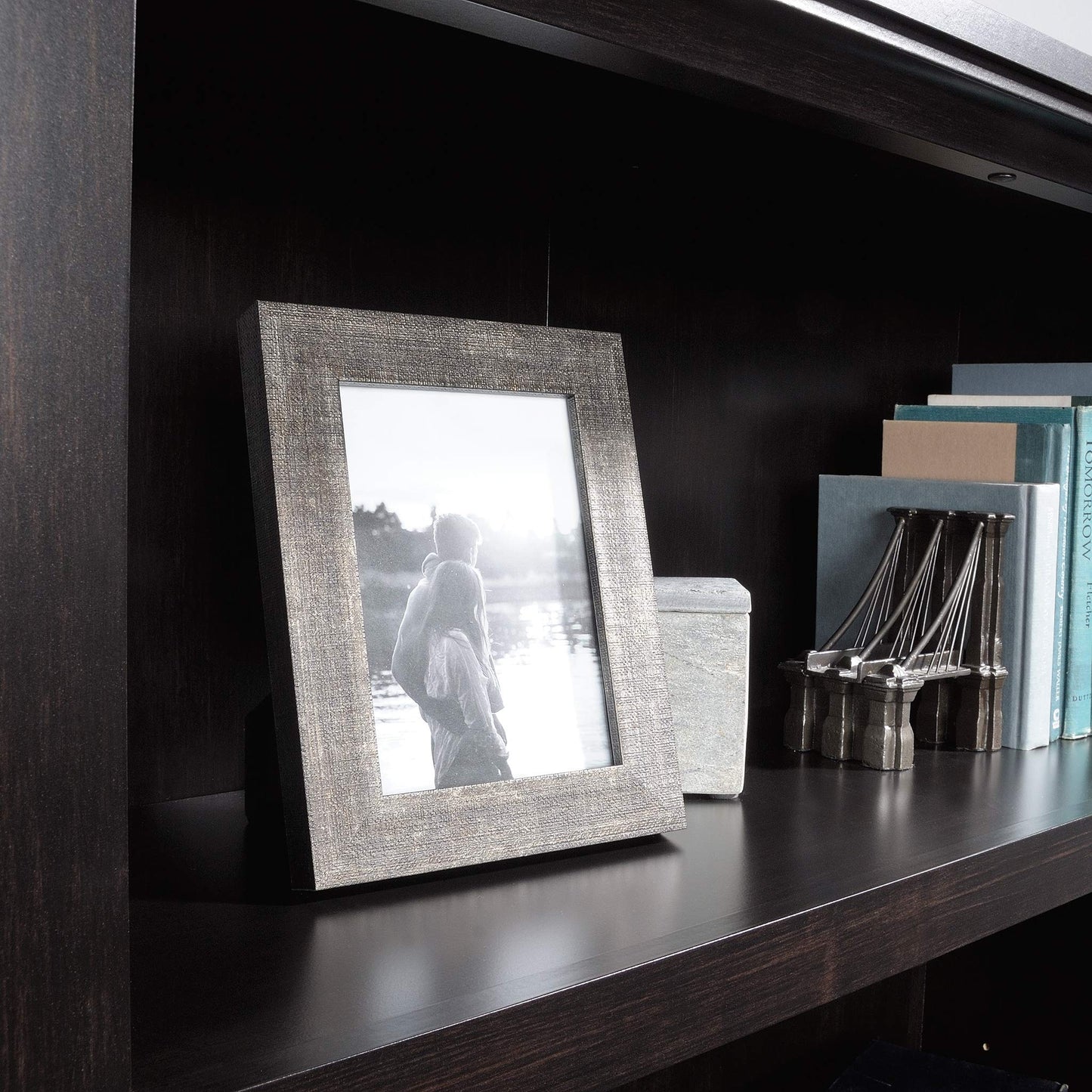 Sauder Select Book Shelf, Bookshelf with Storage, Library Bookcase with Doors and Adjustable Shelves, in Estate Black