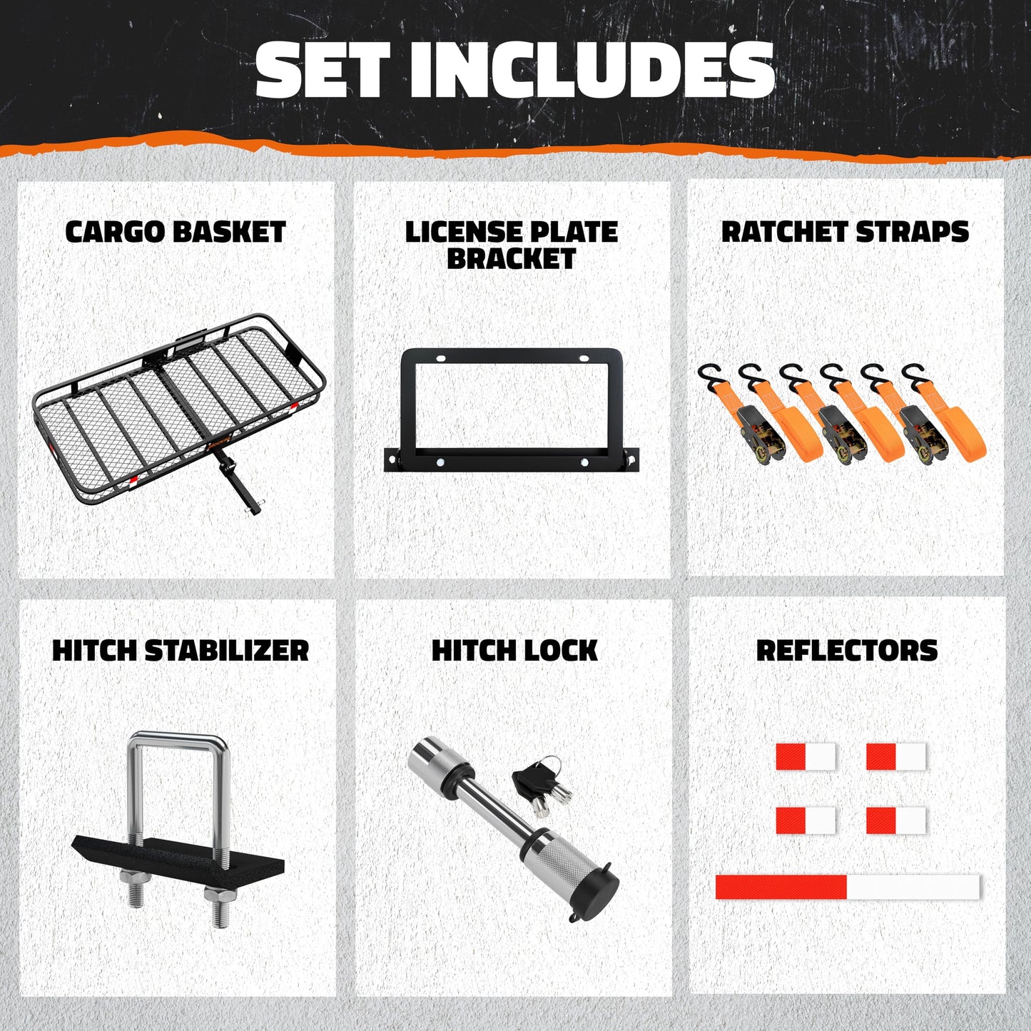 Mockins Folding Luggage Rack for SUV Car Truck ATV & More | 500 lb. Capacity XXL Steel Trailer Hitch Cargo Carrier 70"x30"x6" with Cargo Hitch Carrier Rack Accessories