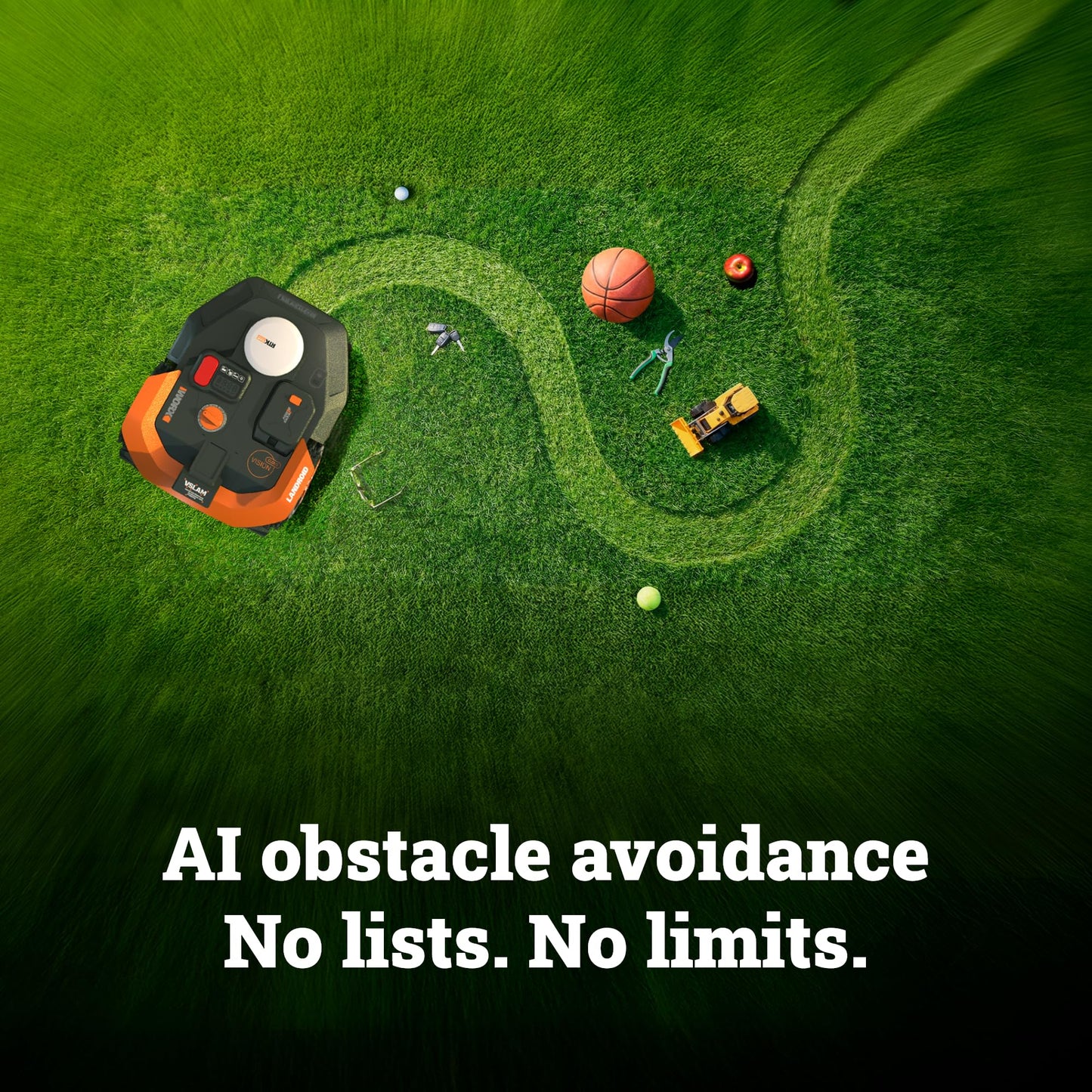 WORX Landroid Vision Cloud Robot Lawn Mower, No Perimeter Wire Robot Mower for 1/4 Acre, AI Obstacle Avoidance and RTK Cloud Navigation, 30% Slope, Auto Mapping, App Control, WR310