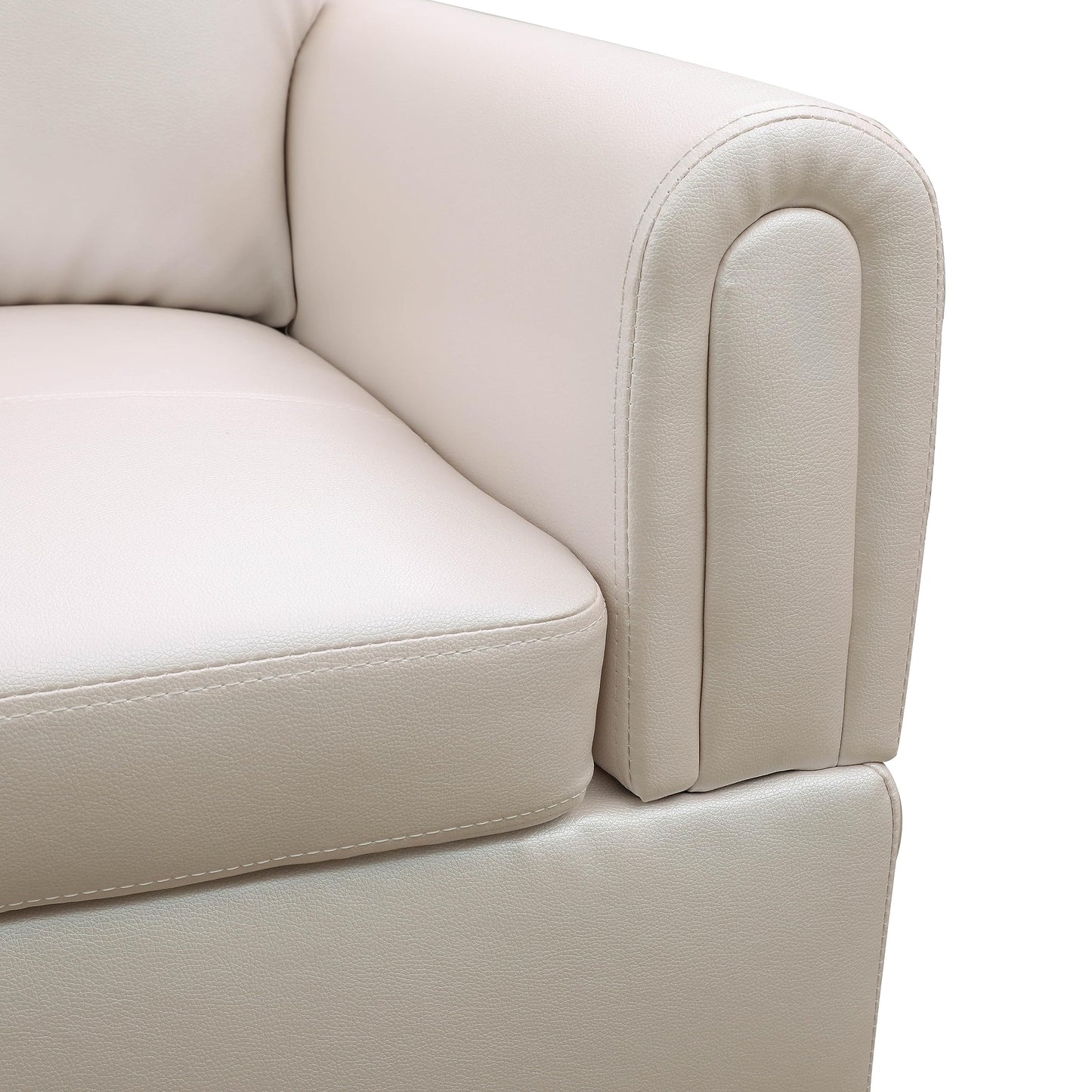 NicBex Couches for Living Room L Shaped Couch Upholstered Futon Sofa Comfy Faux Leather Modular Sofa 3-Piece Sofa Set with Storage Ottoman for Apartments, Living Room and Office, Peaerl White