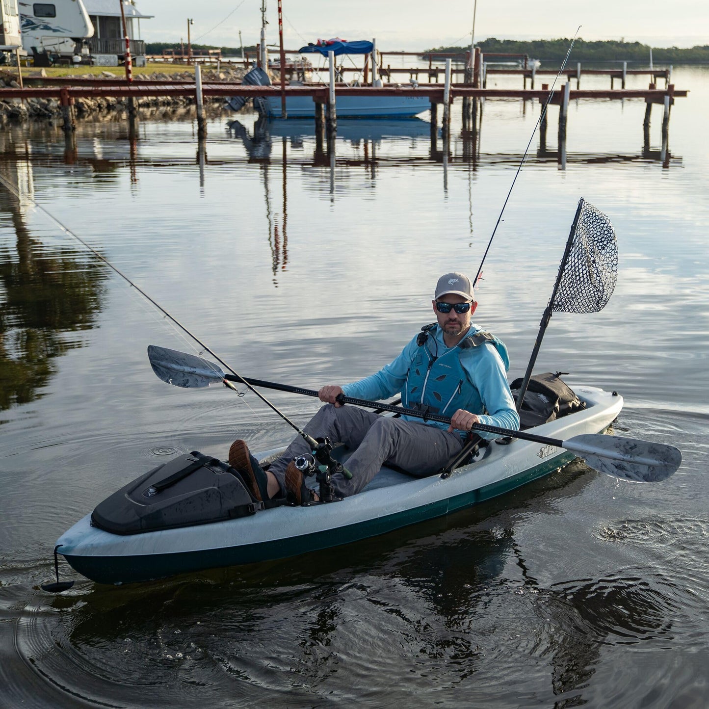Pelican Seek 100XP - Sit on top Fishing Angler Kayak - Forest Mist - Twin-Arched Multi-Chine Hull - Lightweight - 10 ft