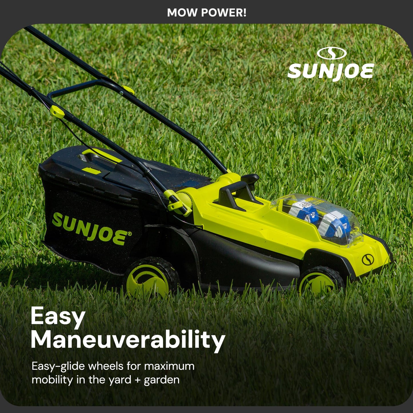 Sun Joe Cordless Electric Push Lawn Mower with 6-Position Height Adjustment, 11-Gal Bag, 17-Inch Cutting Width - Heavy-Duty Yard Trimmer for Gardening Care and Maintenance, 24V-X2-17LM