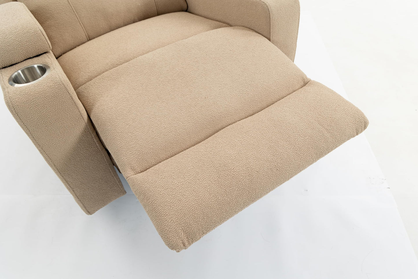 GDFStudio Extra Wide Power Recliner Chair 270 Degree Swivel Velvet Reclining Chair with Heat Massage USB and Type C Charging Ports for Living Room Bedroom Office, Camel
