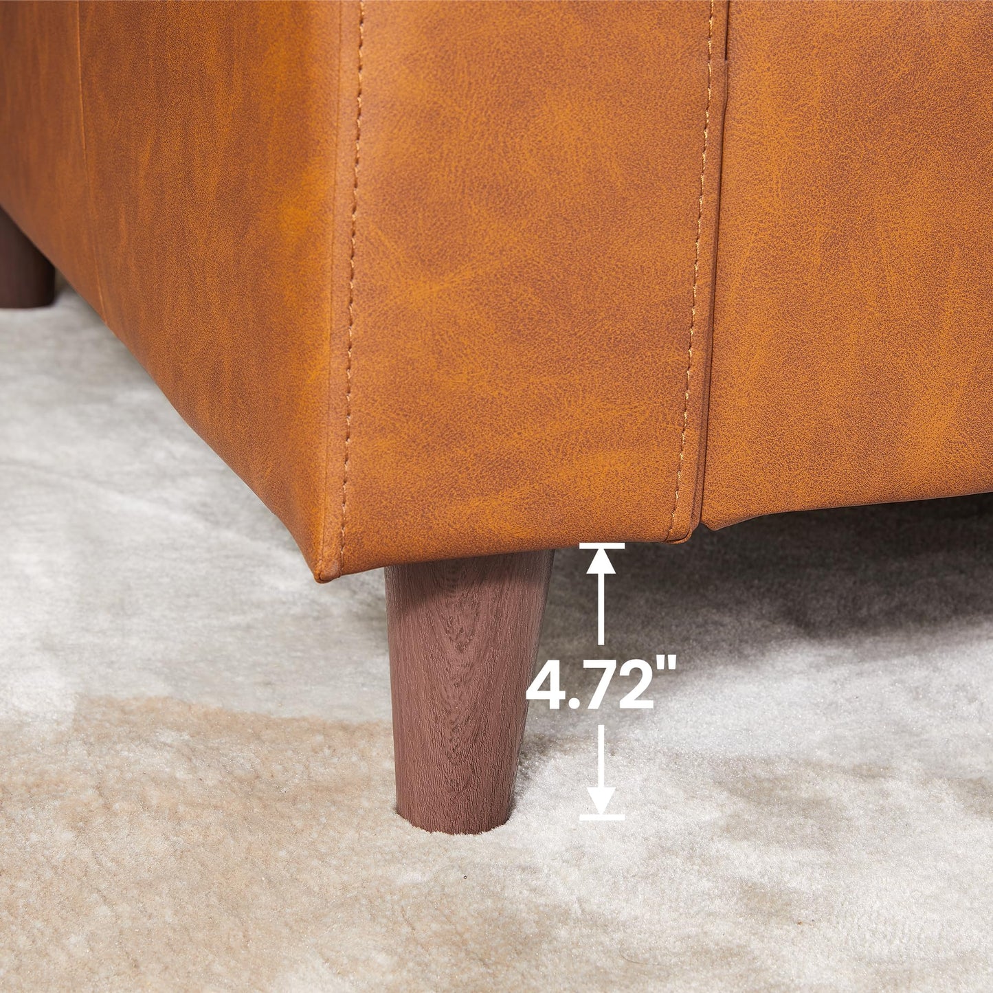 IDEALHOUSE Leather Couch 83 inch, Modern Sofa 3 Seater with Deep Seat & Padded Backrest, Faux Leather Couch with Armrests for Living Room, Bedroom, Office