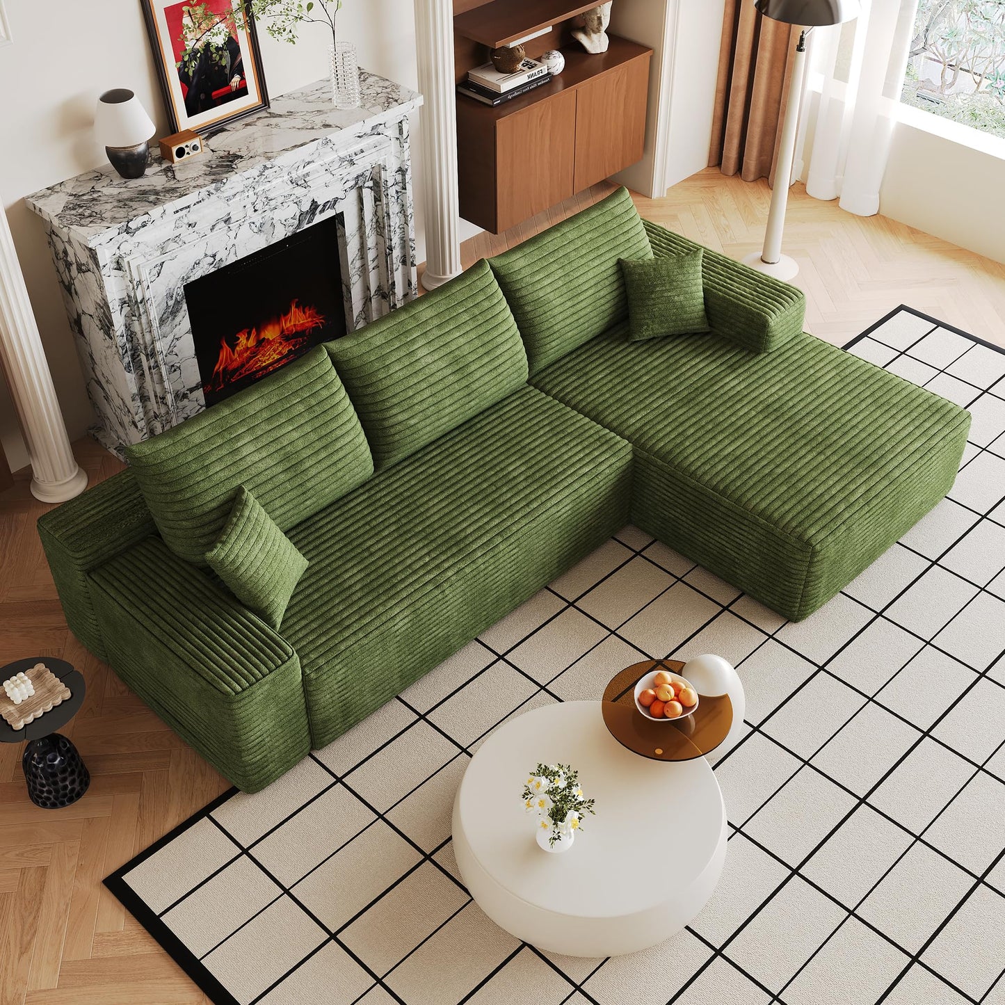 107" Oversized Cloud Sectional Sofa Boneless Couches for Living Room, Right Facing Chaise Modular L Shaped Corner Couch with Deep Seat, Memory Foam Compressed Sofa, No Assembly Required