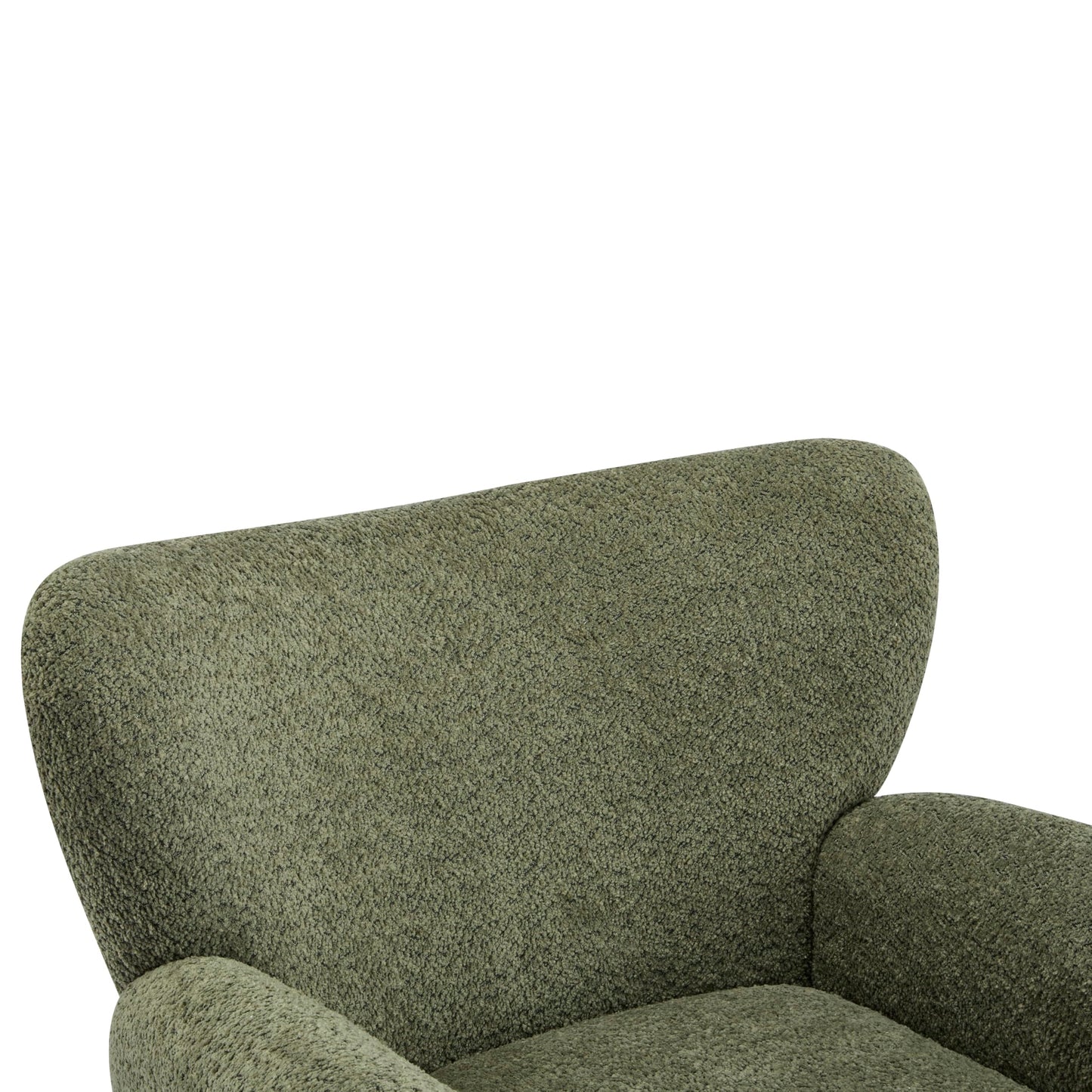 Christopher Knight Home Lindy Wingback Accent Chair, Upholstered Armchair with Rounded Wooden Legs, Curved Backrest Single Sofa, Soft Cushion Seating, Comfy Lounge Chair for Living Room, Olive Green