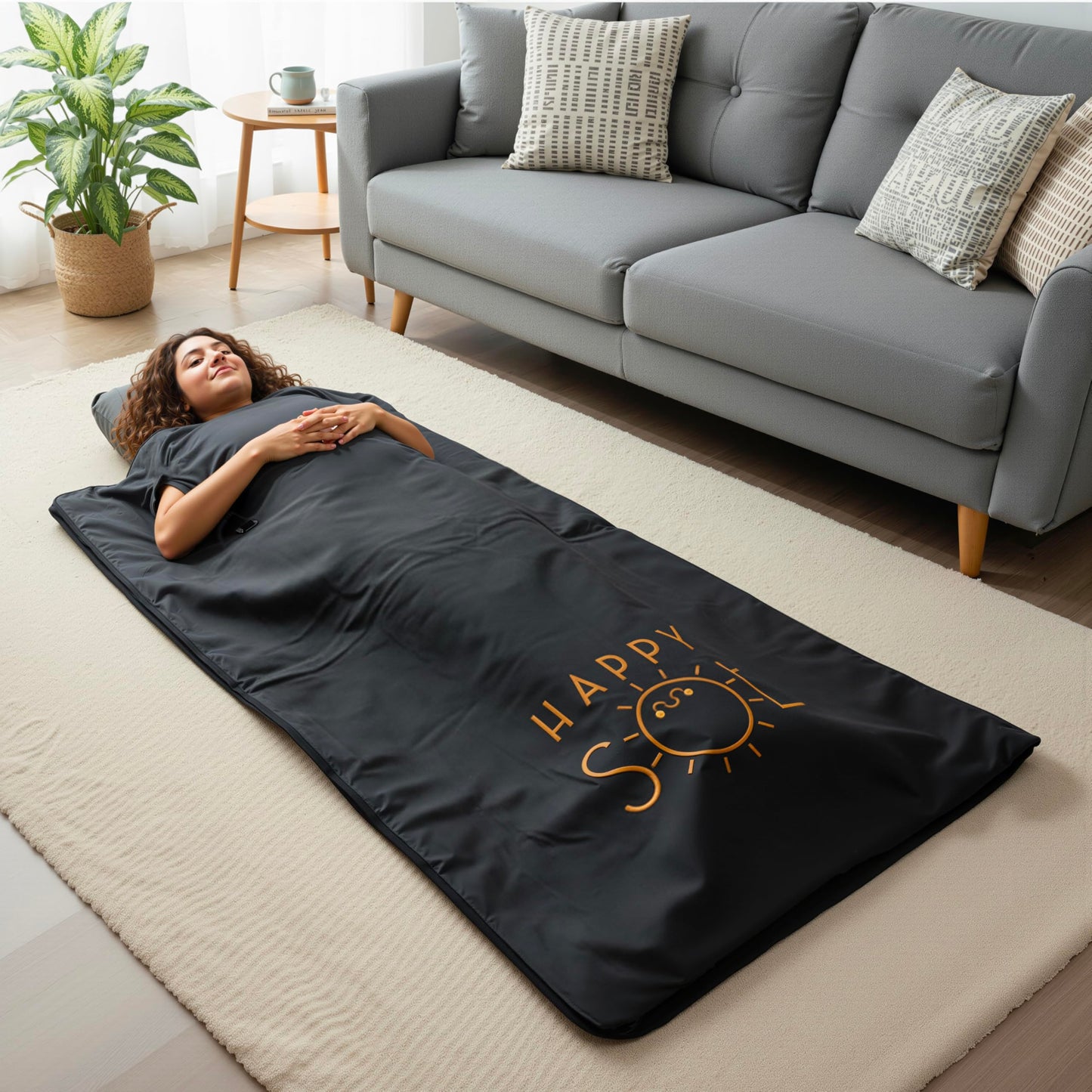 Happy Sol Far Infrared Sauna Blanket for Home, Portable Infrared Sauna Blanket for Therapy, Convenient Arm Holes, Sauna Blanket for Detox, Suitable for Relaxation and Exercise Recovery, Very Low EMF