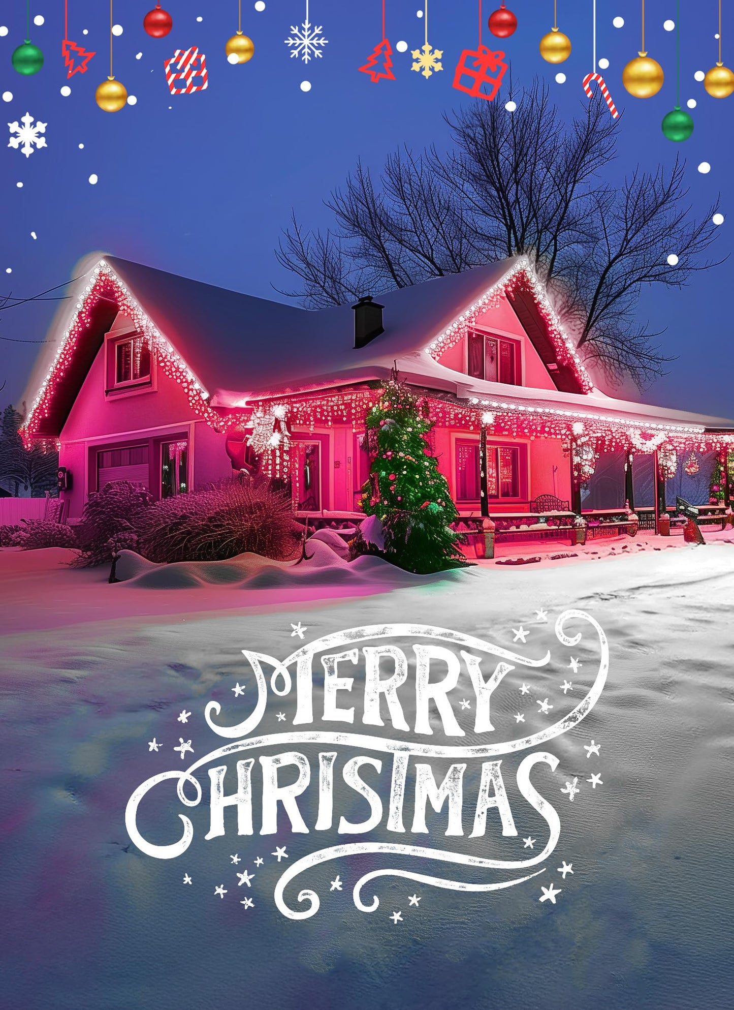 Minetom C9 Christmas String Lights, 100 LED, 100 FT, Waterproof, Pink and Pure White, Model GYPI-O100LAU