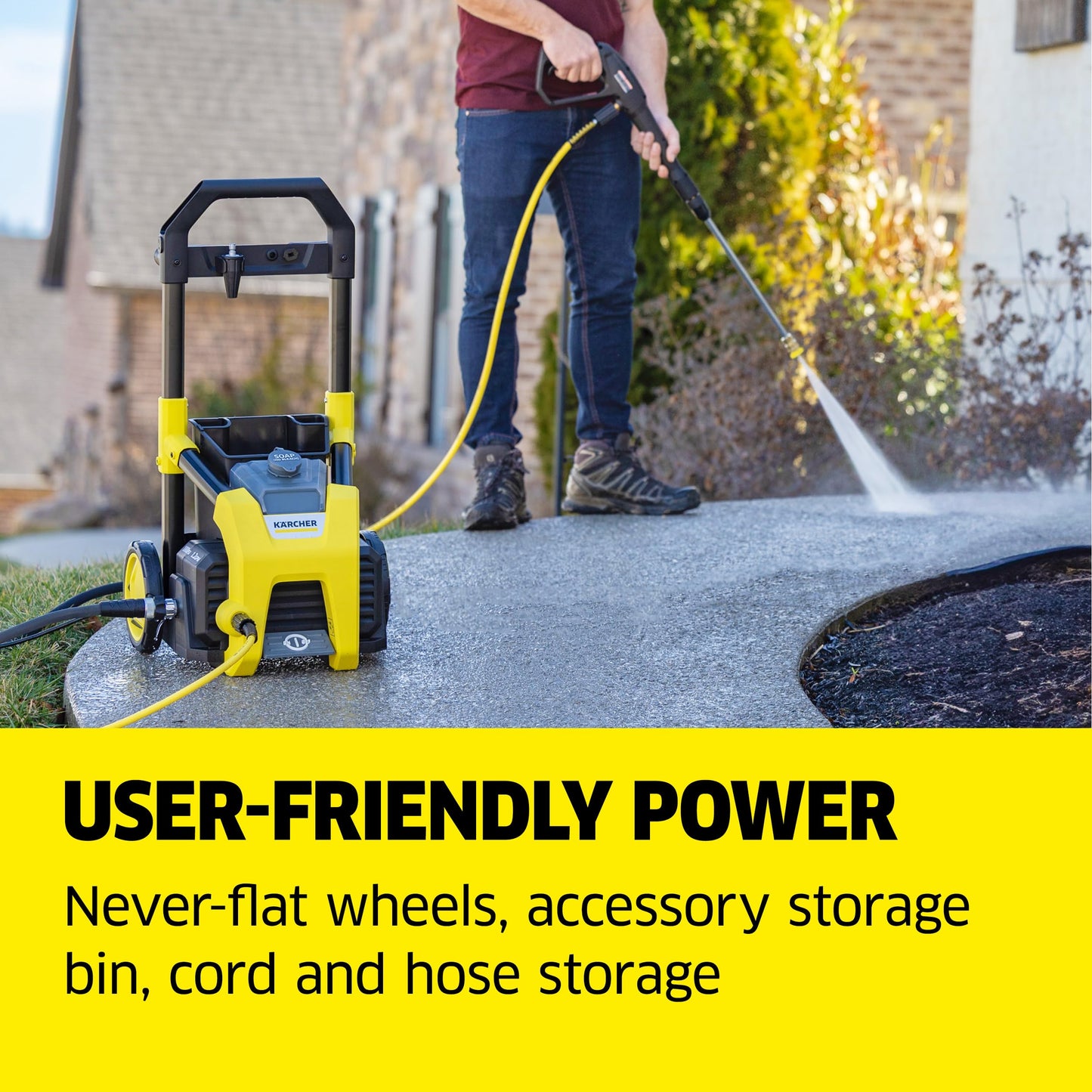 Kärcher Electric Pressure Washer K1800PS, CETA Certified, 3 Spray Nozzles, Detergent Tank, for Cars, Driveways, Siding, Patios, 1.2 GPM