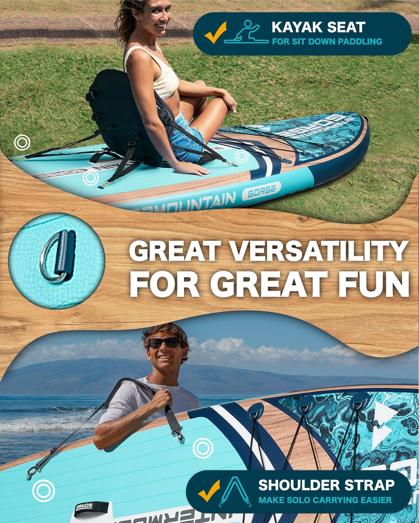 11'x34 Ultra Wide Inflatable Paddle Board, Stand Up Paddle Board &420lb Capacity for All Skill, Paddle Board for Yoga/Family, EVA Deck, US Fin, 100L Bag, High-Pressure Pump, Safety Leash