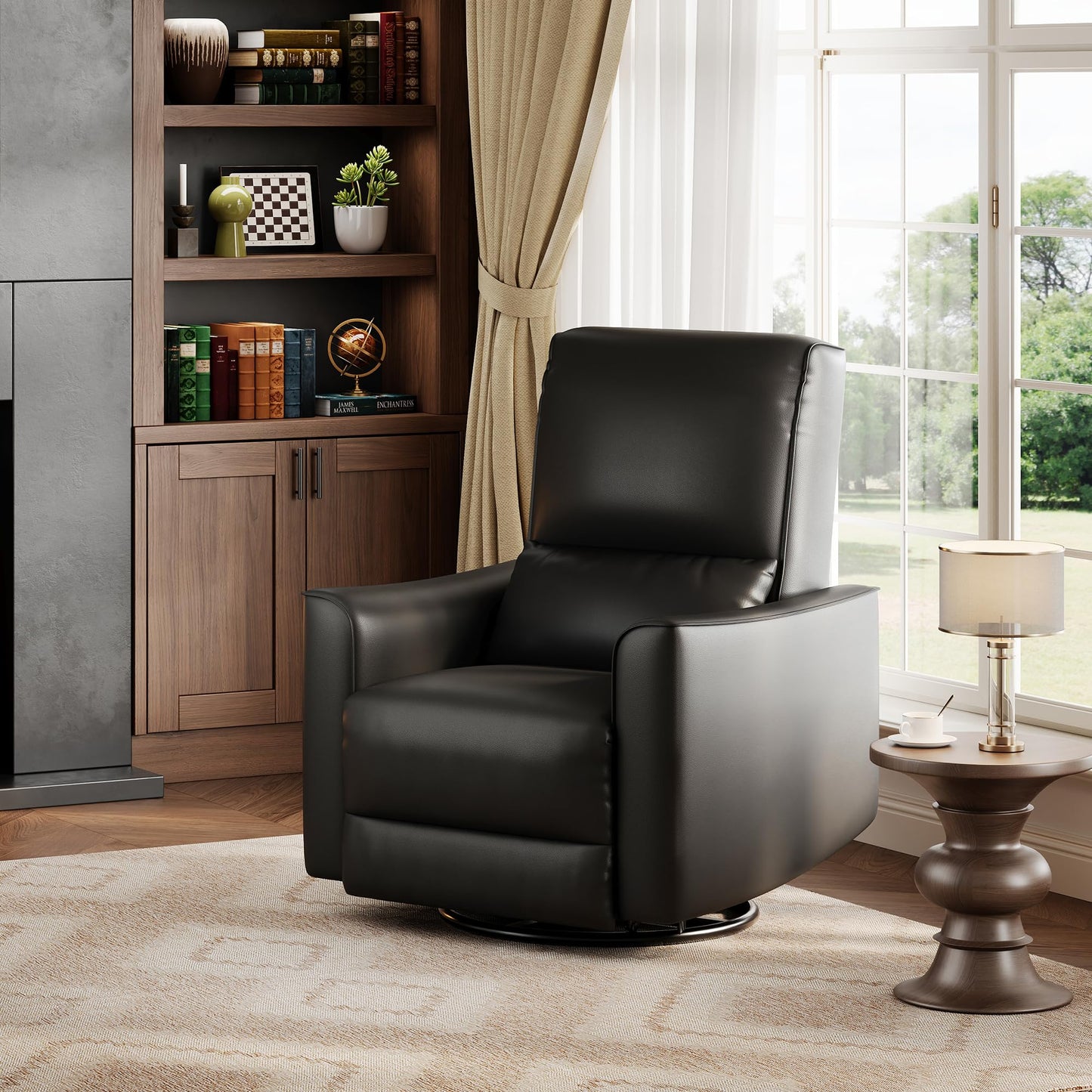 Garvee 360° Swivel Rocking Recliner Glider Chair – High-Back PU Leather Deep Seat Manual Recliner for Nursery, Living Room, Bedroom & Home Theater
