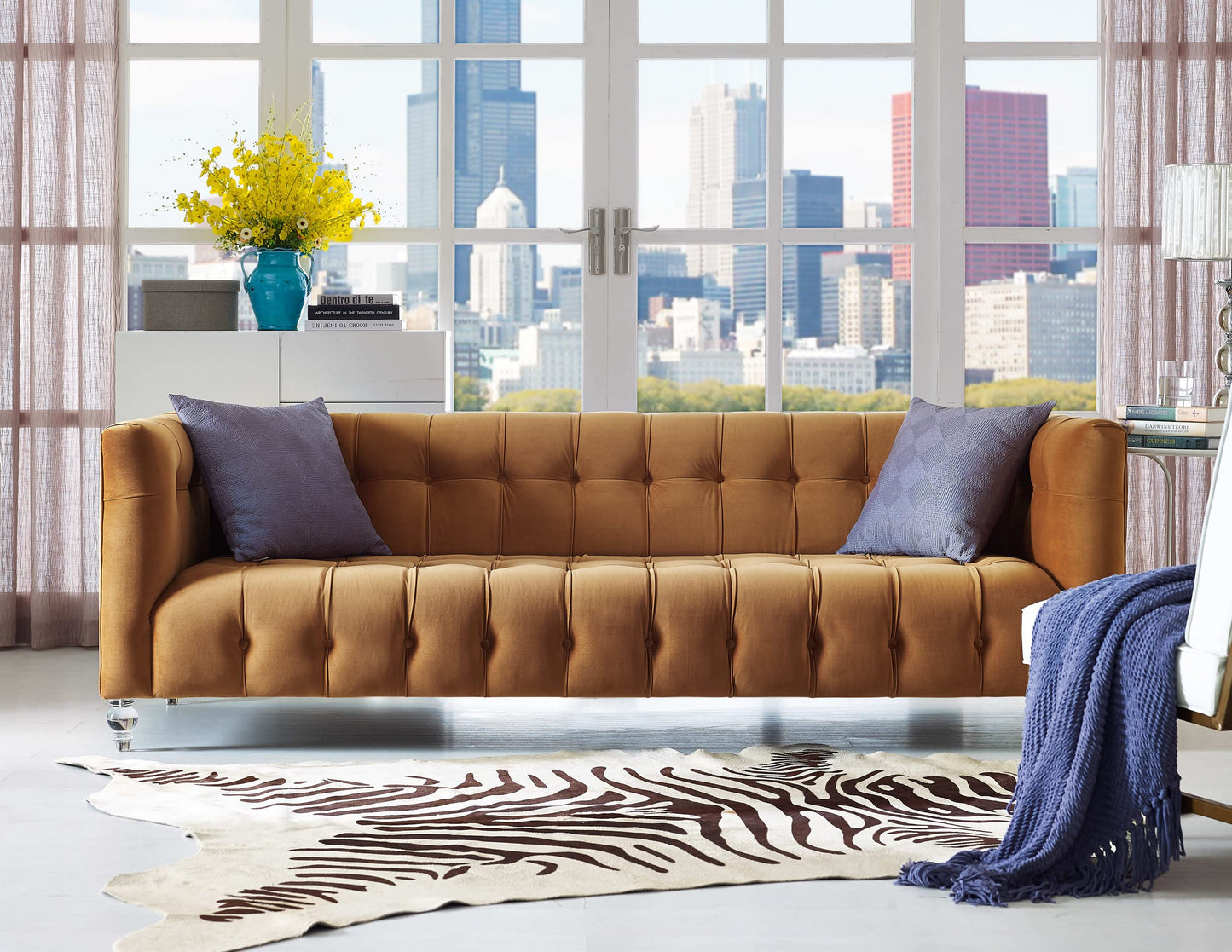 Tov Furniture Bea Velvet Sofa (Cognac)