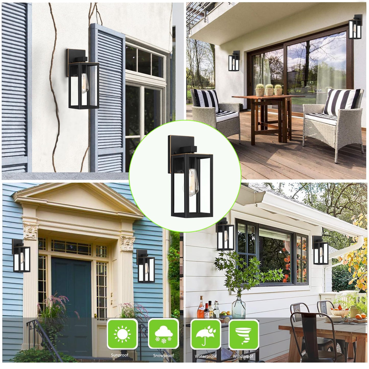 YaoKuem Outdoor Wall Lantern, E26 Medium Base, Metal & Glass, 13 inch, Oil Rubbed Bronze Finish, Model YK-WL007-ORB-1PK