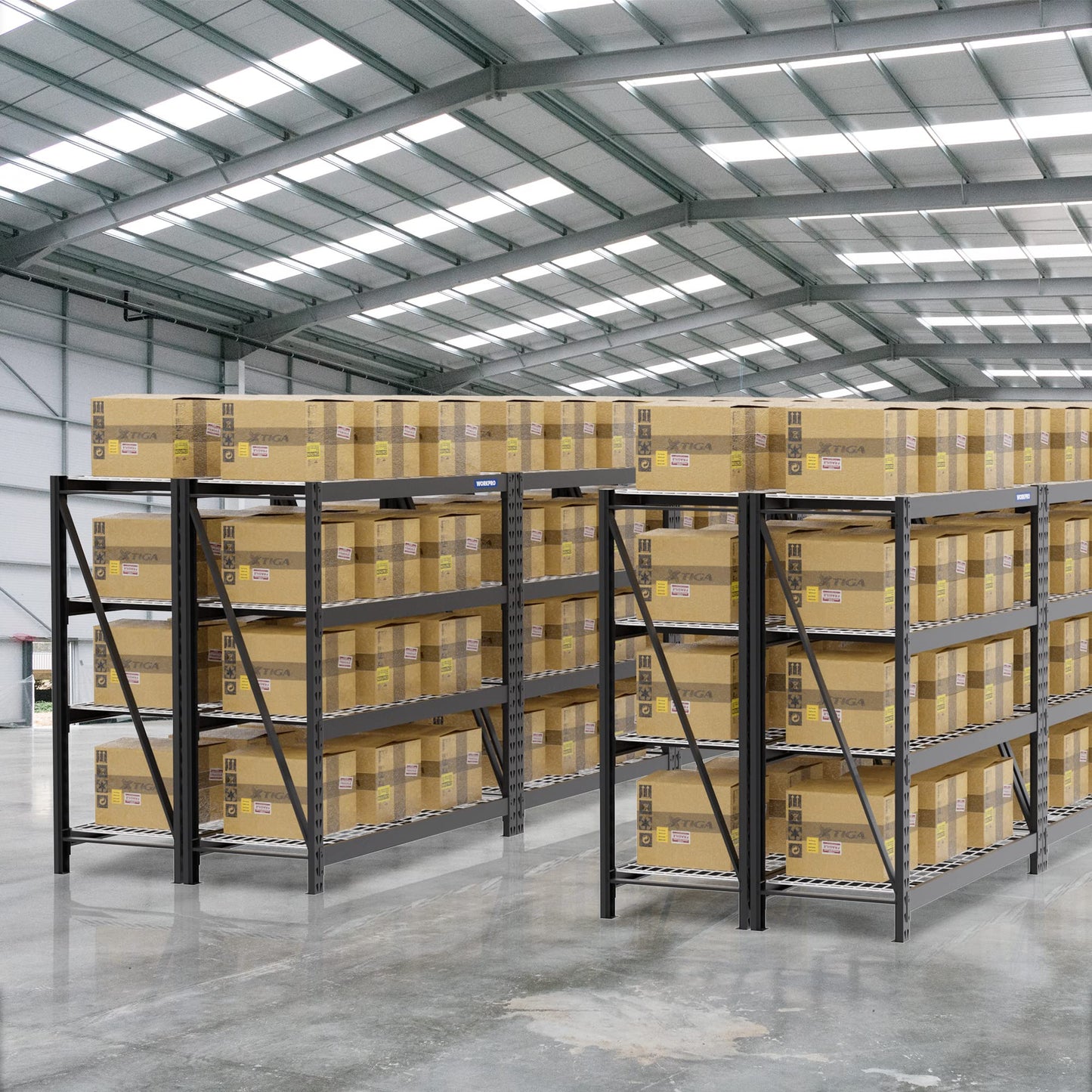 WORKPRO Heavy Duty Metal Garage Shelving, 68"W x 24"D x 65"H, 7200 LBS Load