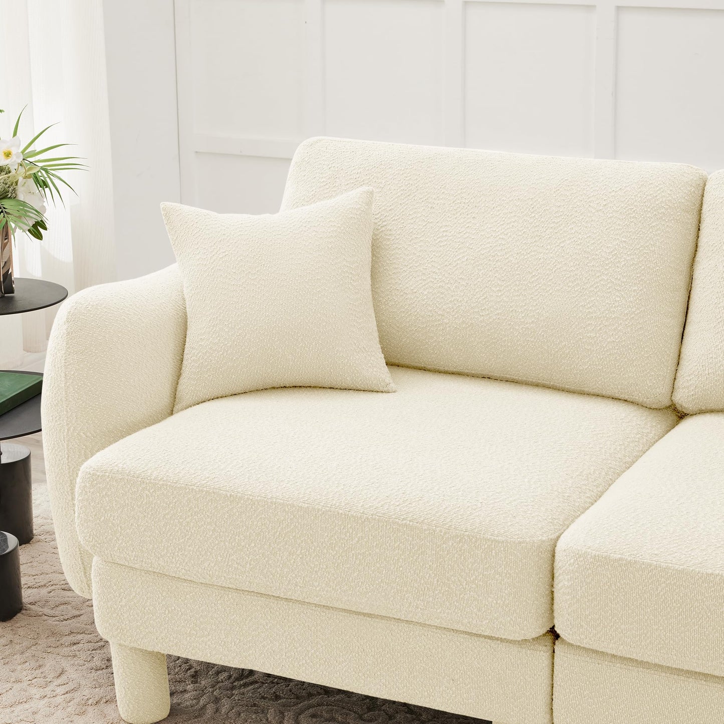 Eafurn 78" Modular Sectional Loveseat Sofa, Comfy L Shaped Sofa Couch, Boucle Chenille Love Seat Modular Sectional Couch with Movable Ottoman for Living Room, Bedroom