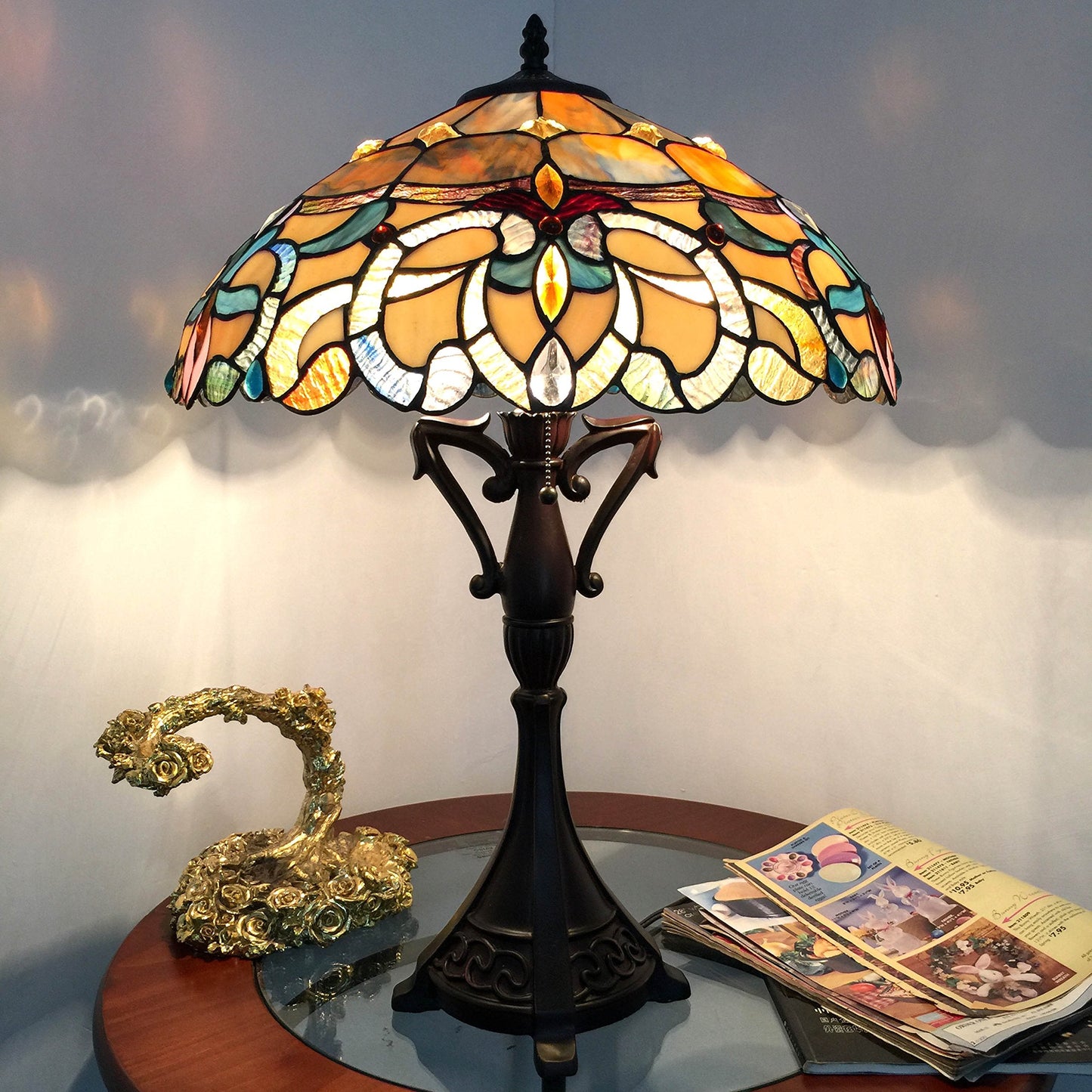 Chloe Nora Table Lamp CH18091IV18-TL2, Glass, One Size, Multicolor