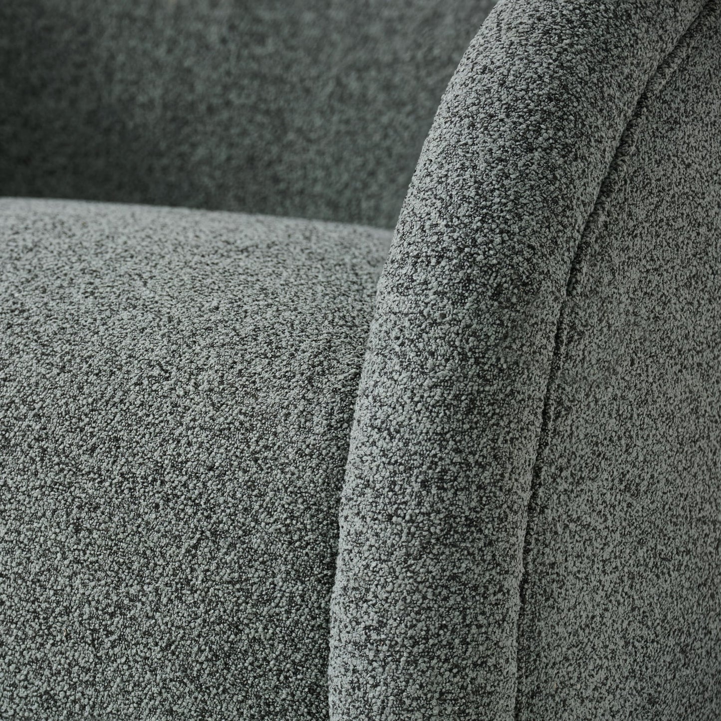 Christopher Knight Home Sabbo Swivel Chair with Solid Wood Base, Comfy Swivel Accent Chair with Curved Design, Boucle Upholstered Lounge Sofa Chair for Living Room/Bedroom, Gray Green + Walnut