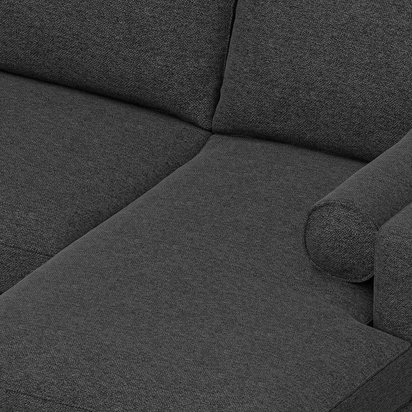 SIMPLIHOME Morrison Right Sectional Sofa in Woven-Blend Recycled Polyester Fabric, Charcoal Grey, 102-inches Wide, L-Shaped Couch with Right Chaise for the Living Room and Family Room