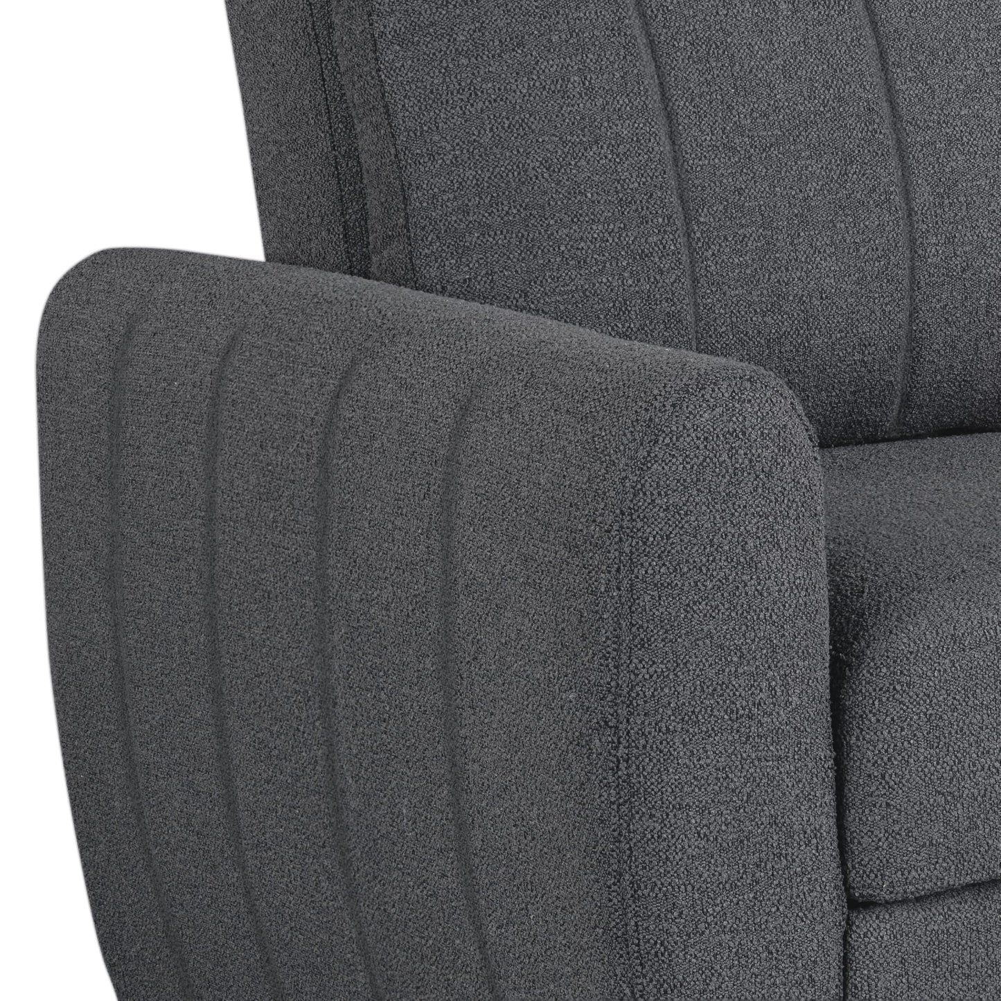 Serta Galway 66.5" Convertible Sleeper Loveseat, Full Size, Dreamcoil Comfort, FingerGuard Pinch Point Protection, Boucle Fabric, Charcoal