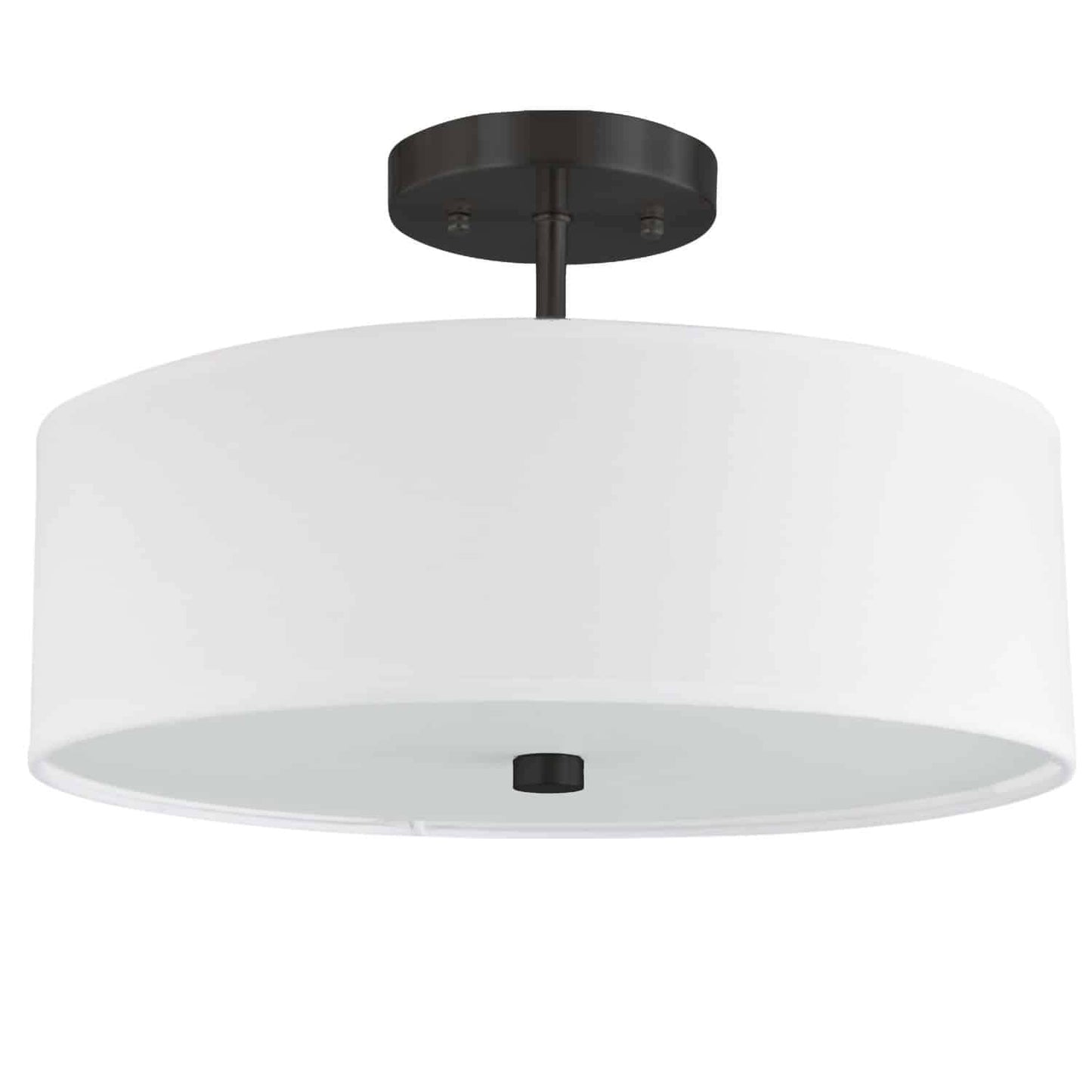 Dainolite Everly Semi Flush Light Fixture, 3-Light, 180 Watts, Black, Model 571-143SF-MB-WH