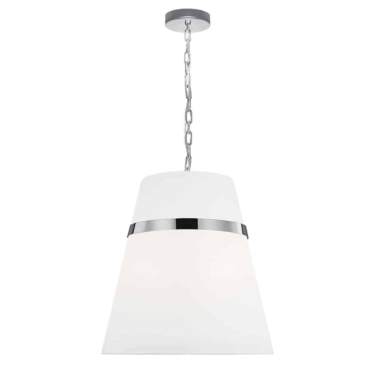 Dainolite SYM-183P-PC-WH White Fabric Pendant Light, Matte White Finish, Modern Design